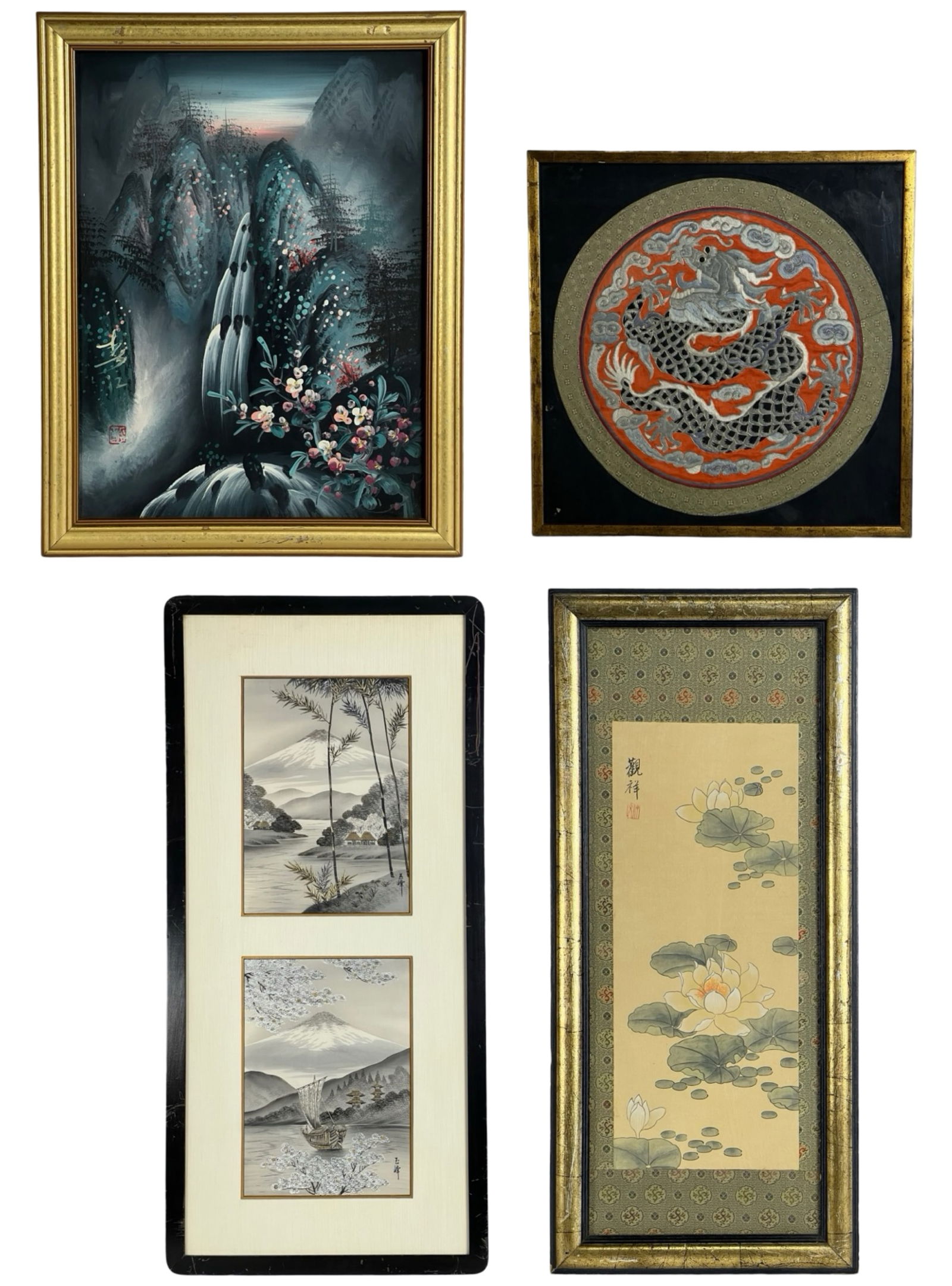 Group of 4 Asian and Chinese Framed Artworks (1 of 9)