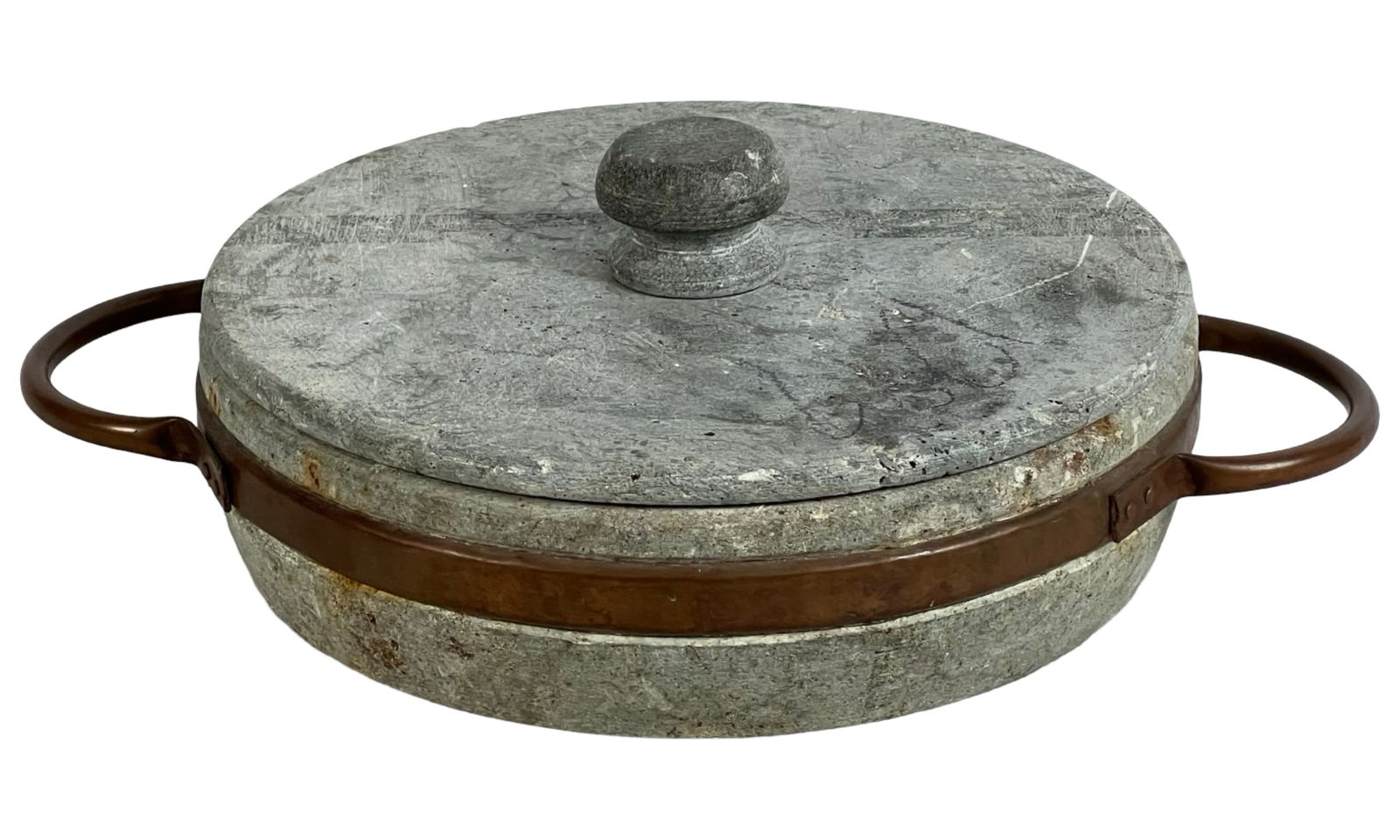 Soapstone Cooking/ Baking Pot: Soapstone Cooking/ Baking Pot. 9" in dia. Good pre-owned condition.