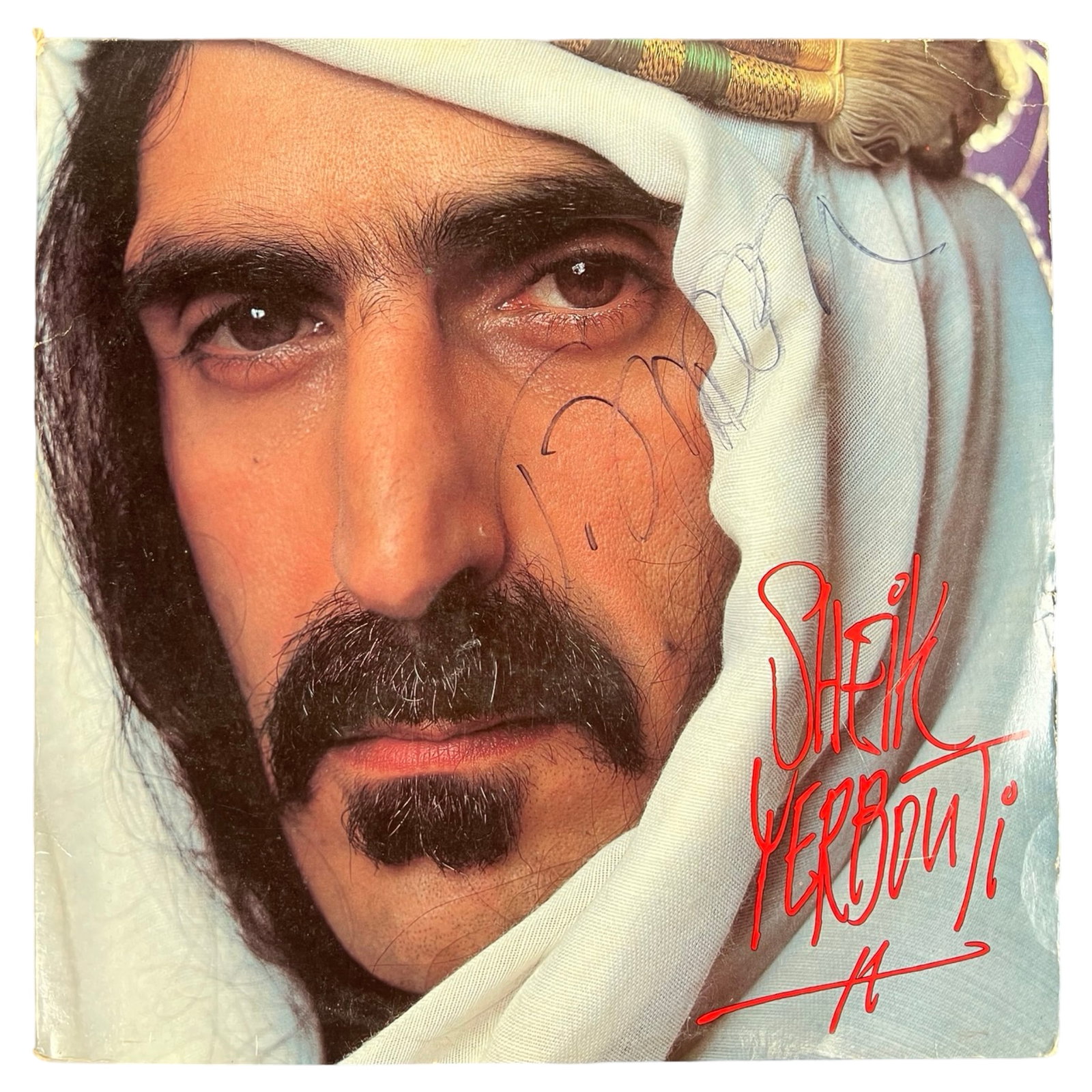 Signed by Frank Zappa "Sheik Yerbouti" Album: Original "Sheik Yerbouti" album by Frank Zappa, featuring his signature on the cover. This iconic album, released in 1979, showcases Zappa's eclectic musical style and wit. The signature is boldly pla