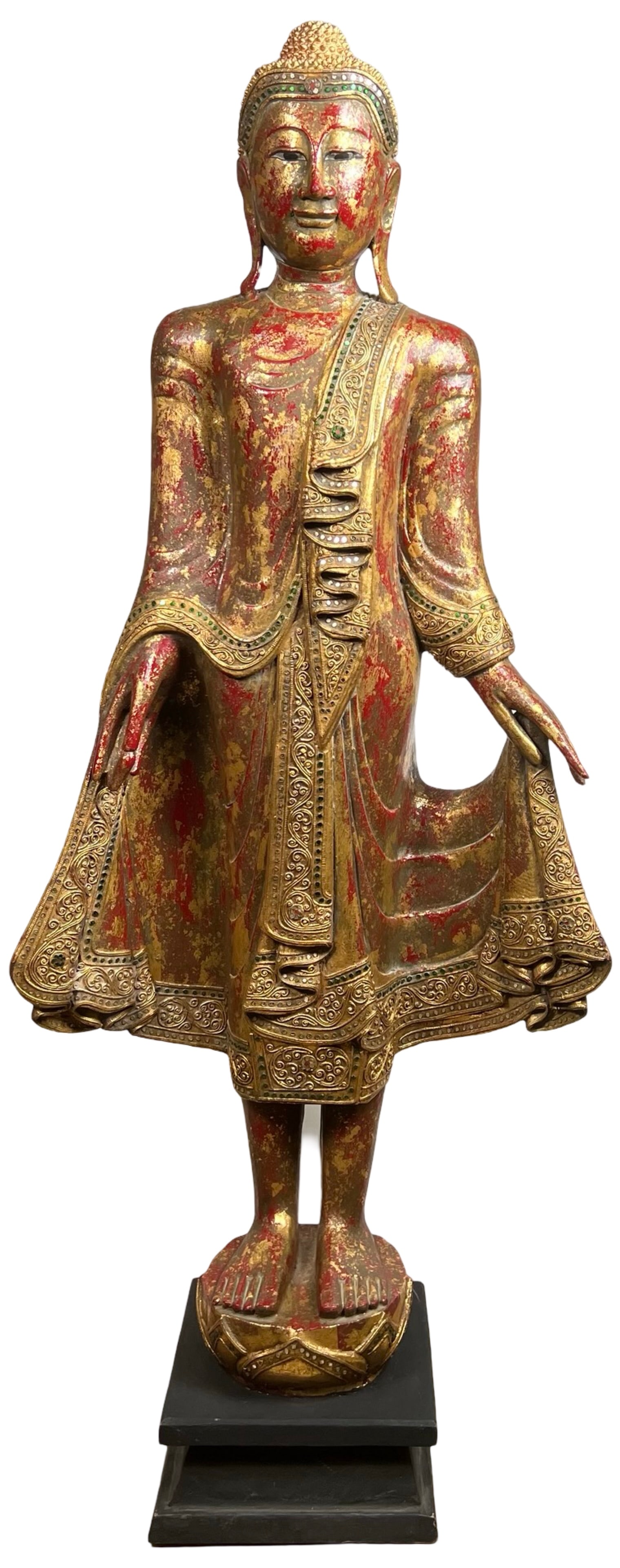 Burmese Mandalay Gilded & Lacquered Buddha Statue (1 of 6)