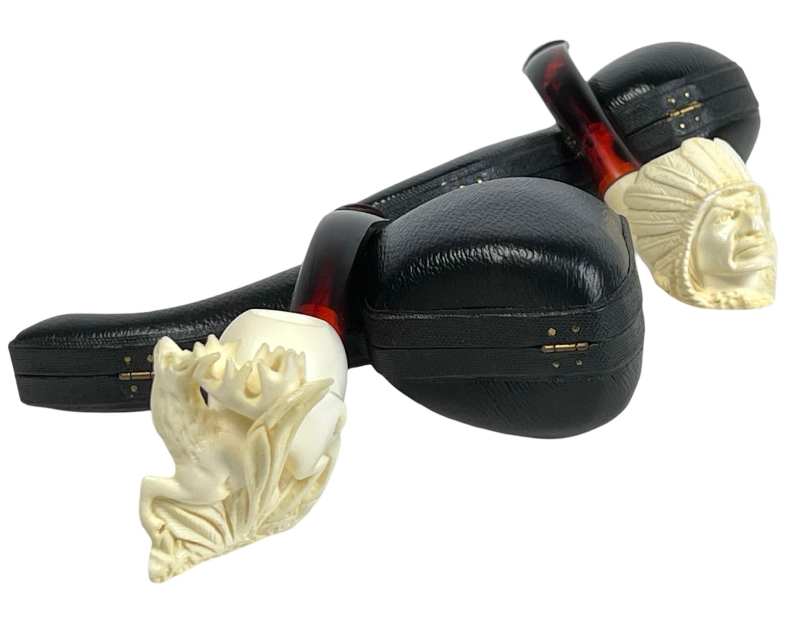 Two Hand-Carved Meerschaum Smoking Pipes (1 of 7)
