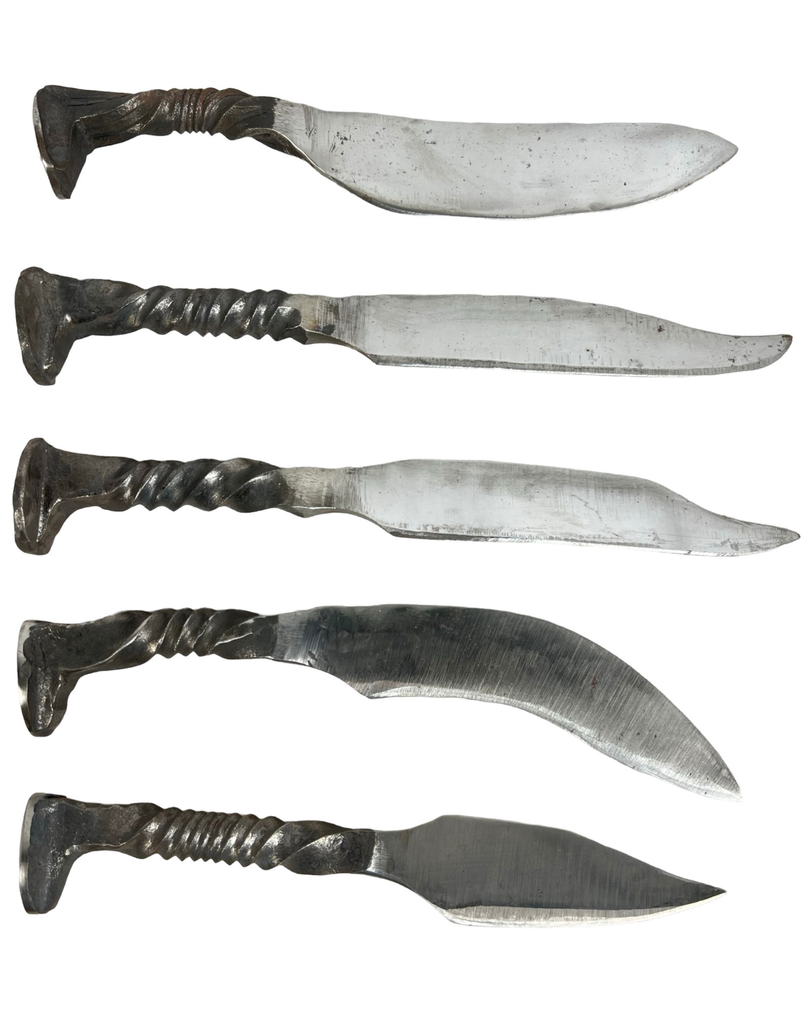 Group of 5 Hand-Forged Railroad Spike Knives (1 of 5)