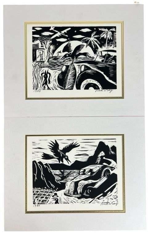 Dick Wray- Two Hand Signed Woodblock Prints (1 of 5)