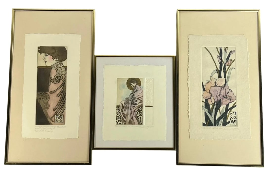 Dawn Marie- 3 Art Nouveau Lim Ed Signed Etchings (1 of 7)
