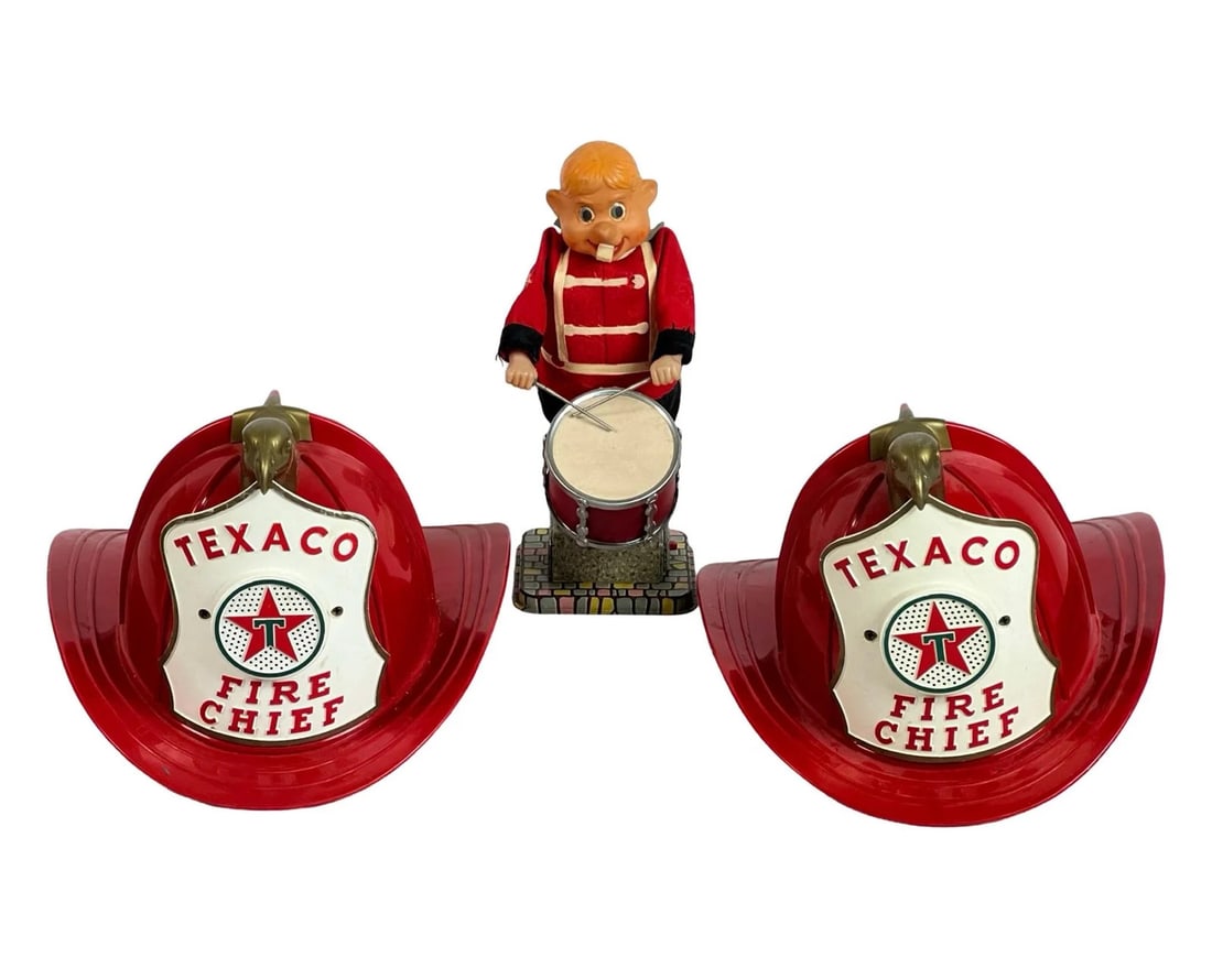 Vintage Taxco Fire Chief Toy Helemts & Drummer (1 of 7)