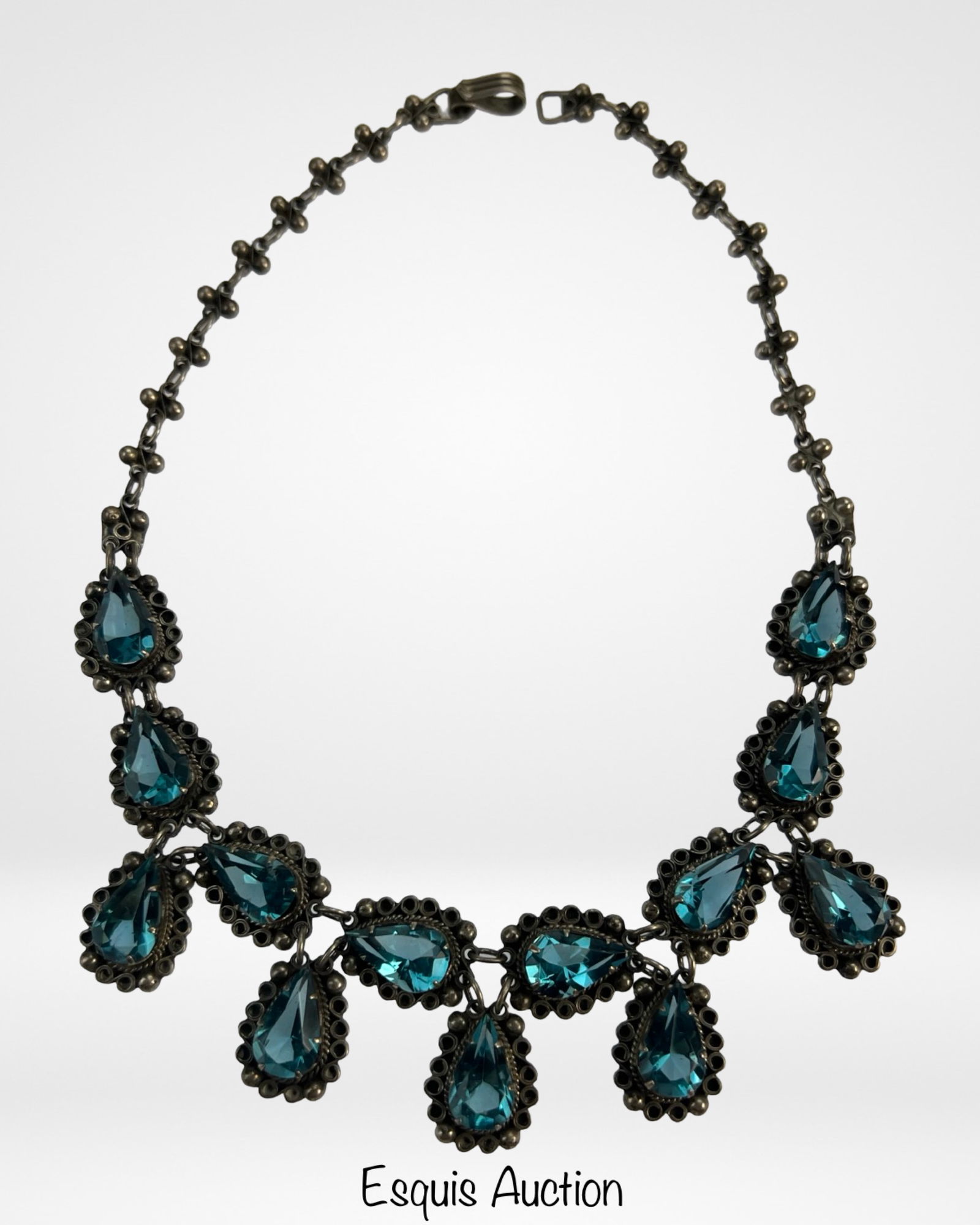 Vintage Sterling Silver Teardrop Crystals Necklace (1 of 5)