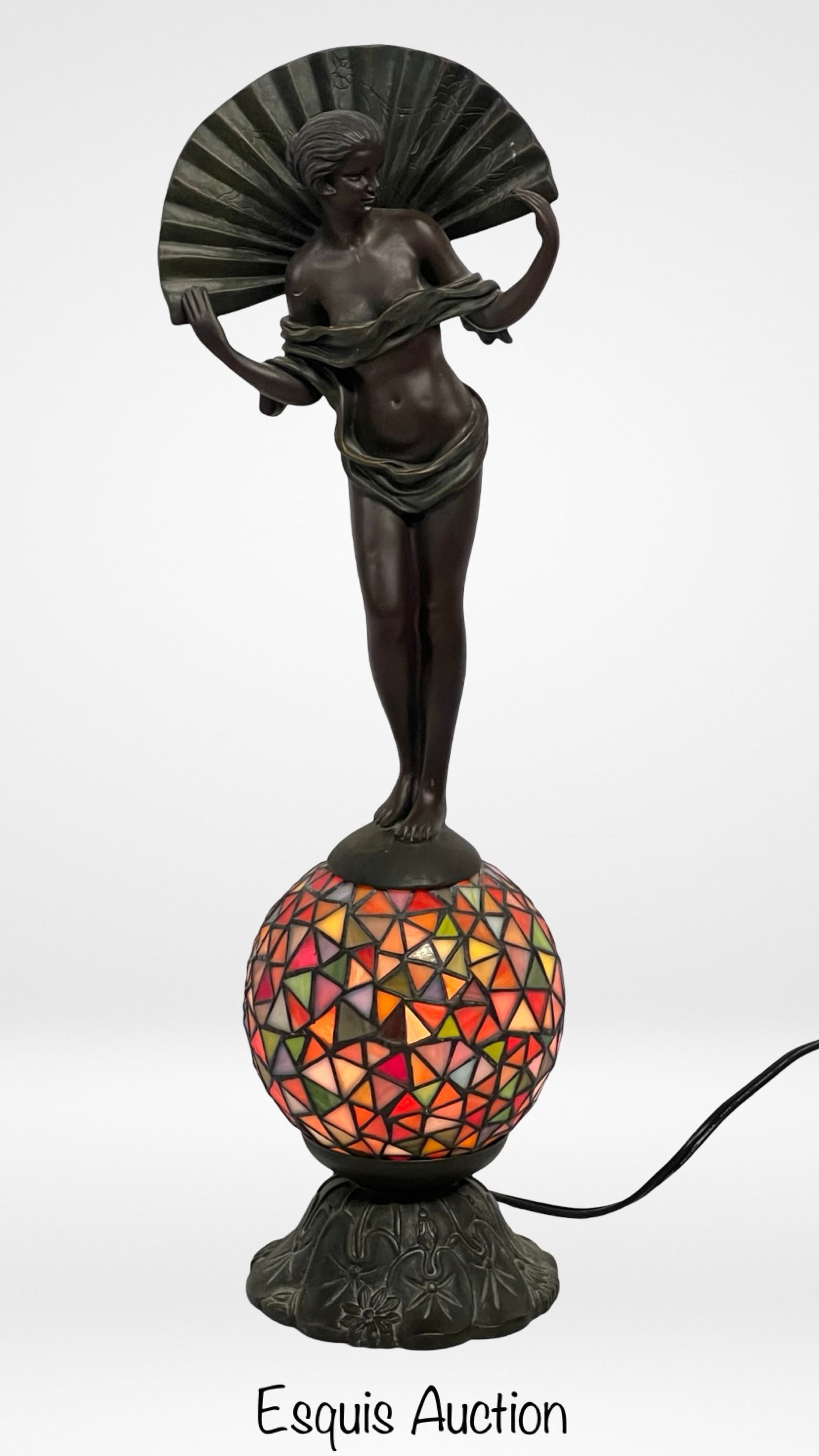Art Nouveau Style Lady with Fan Figural Table Lamp (1 of 4)