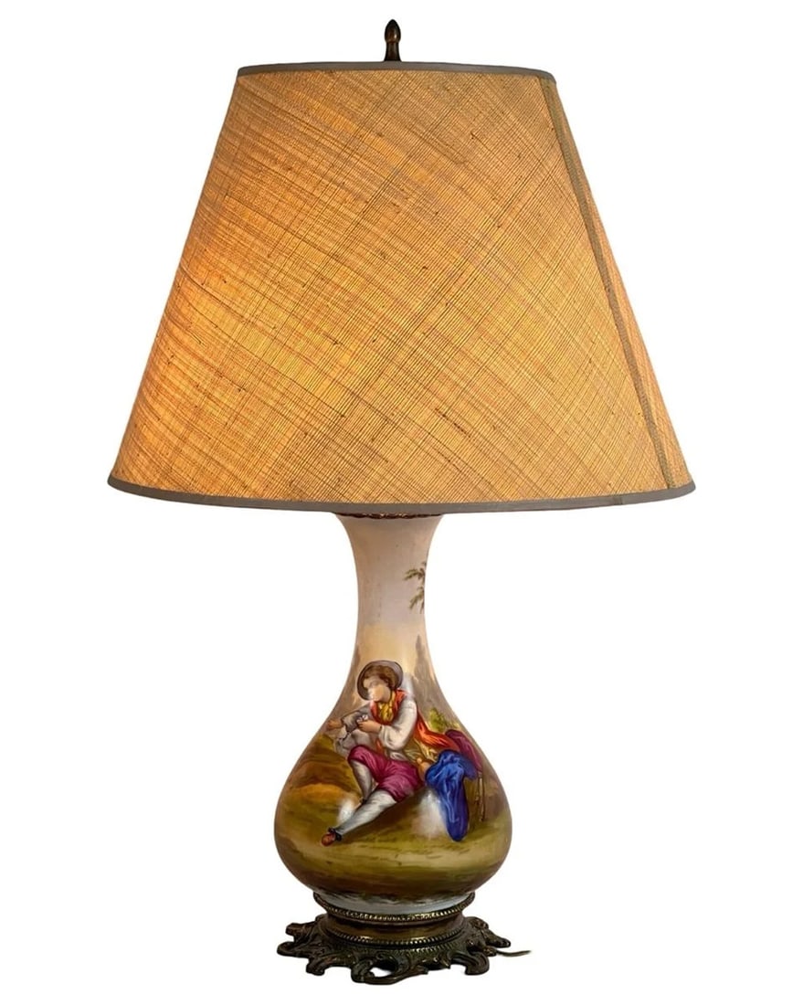 Antique French Hand-Painted Porcelain Table Lamp (1 of 8)