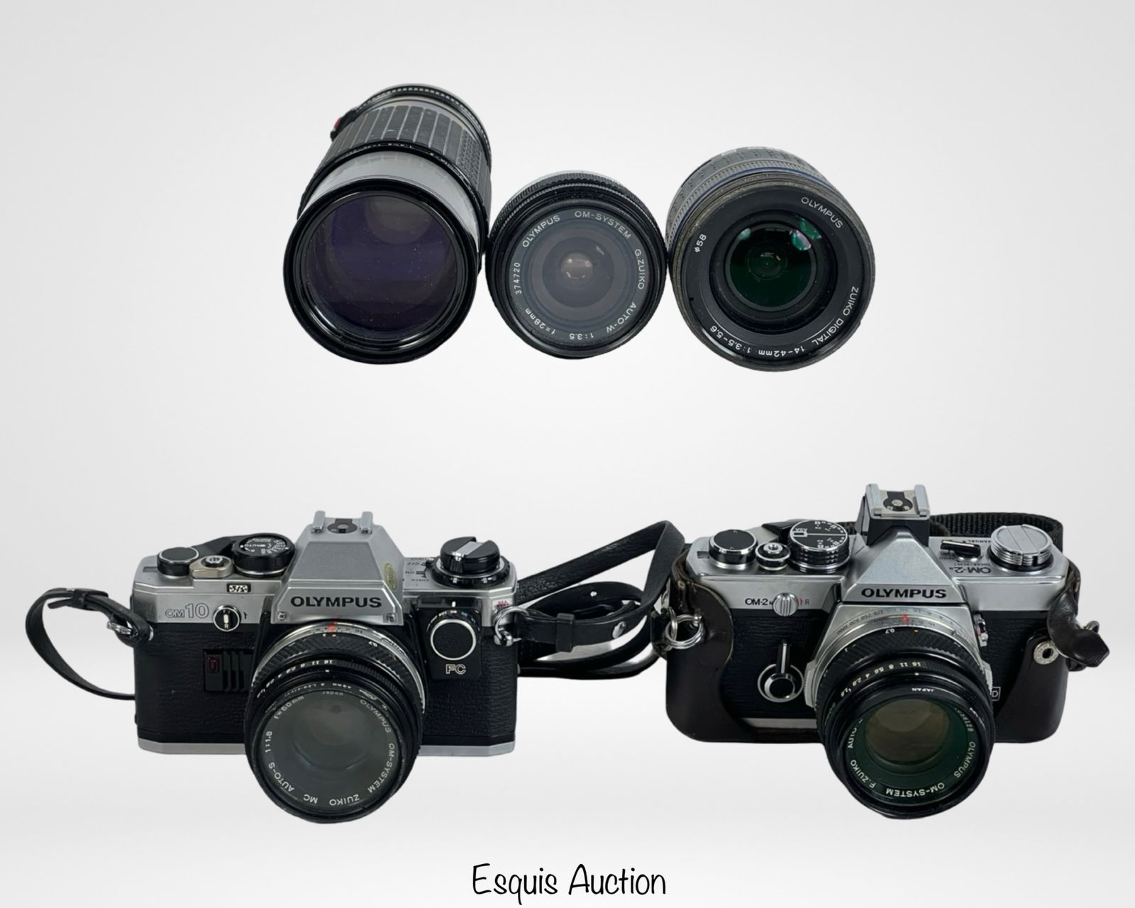 Lot of Two Olympus OM Film Cameras with Lenses (1 of 9)