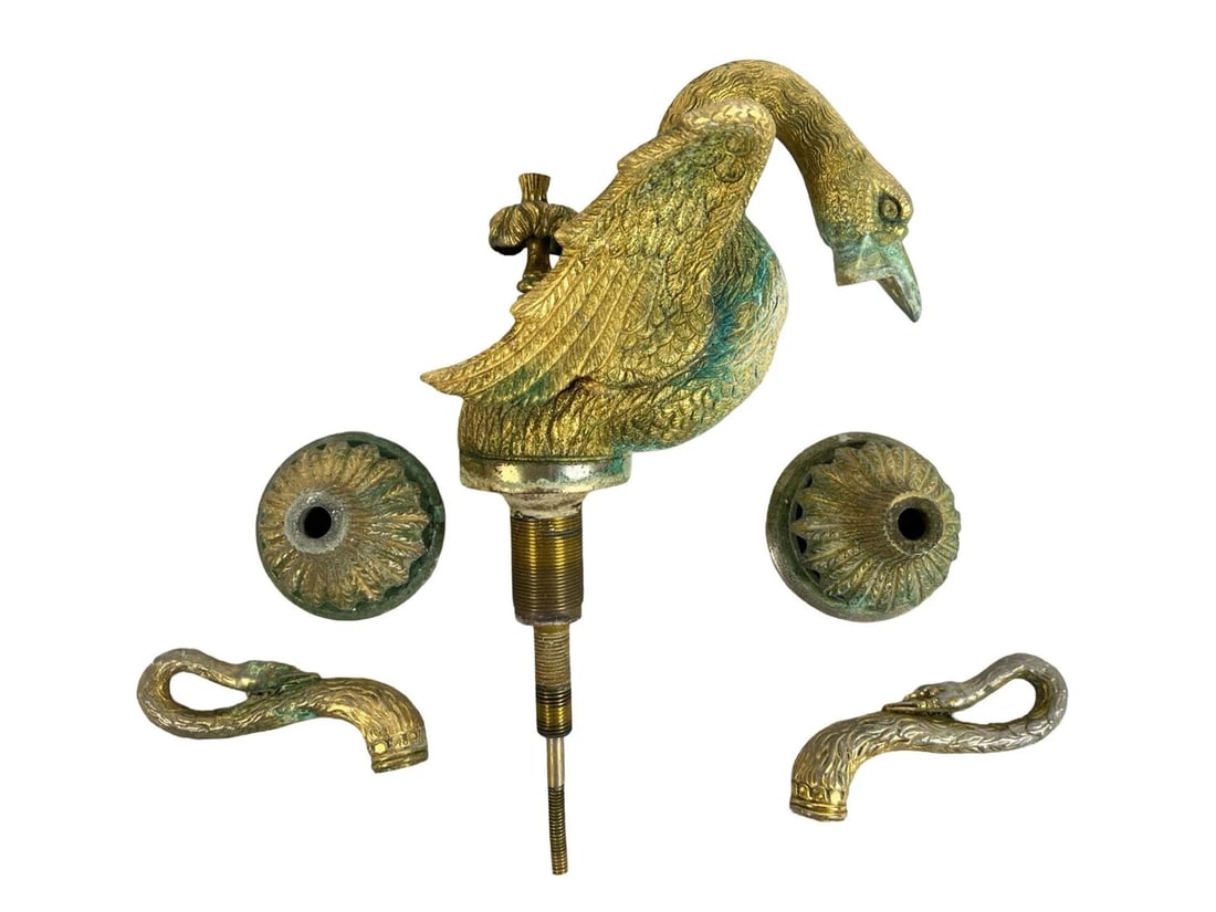 Vintage Sherle Wagner Brass Swan Sink Faucet Set (1 of 5)