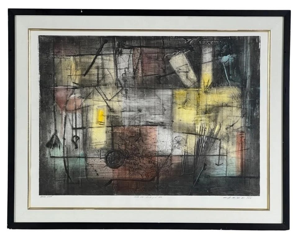 Antonio Carrero Hand Signed Abstract Art Monoprint (1 of 5)