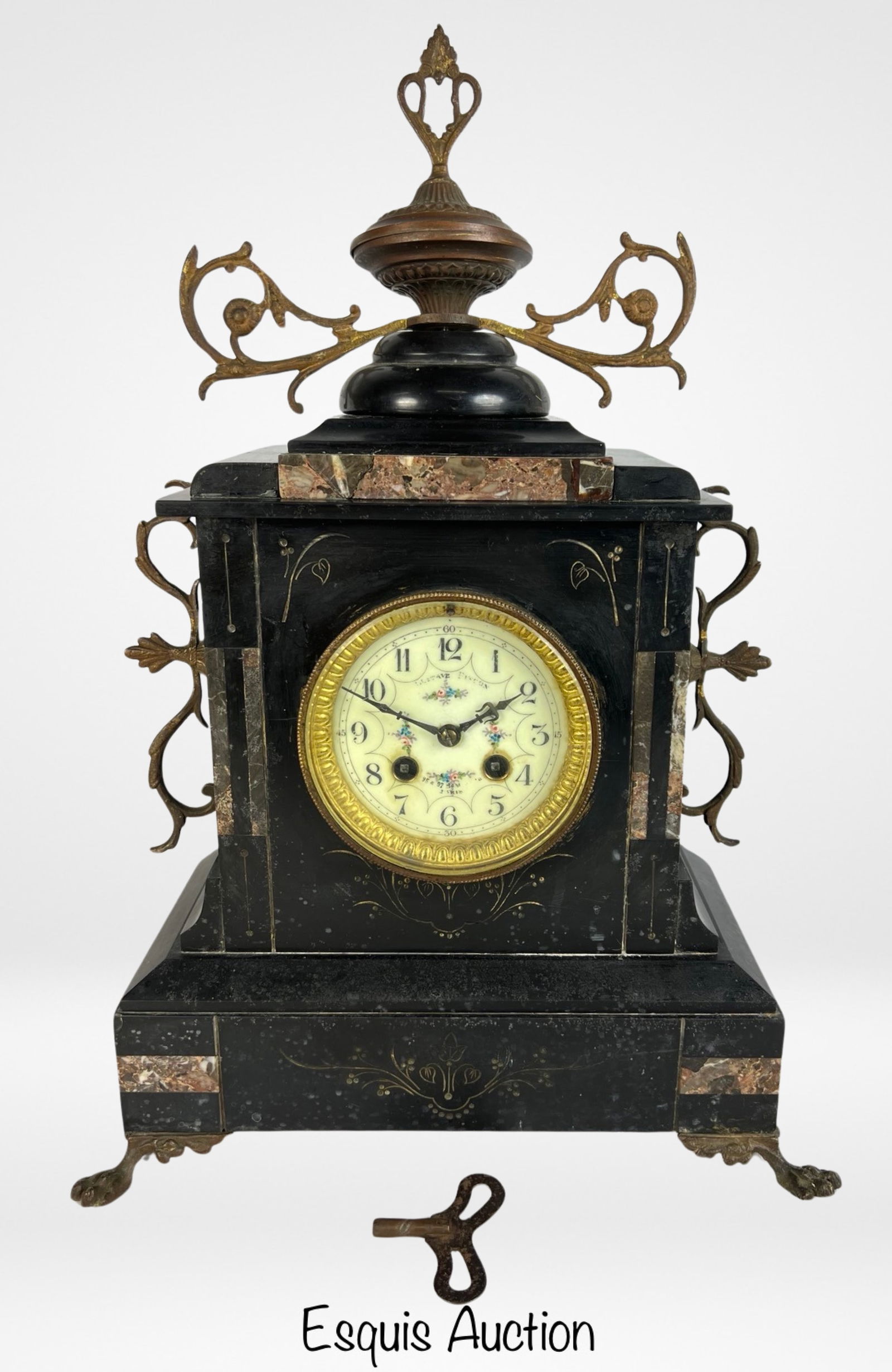 French Marble Mantel Clock 19th Century (1 of 8)