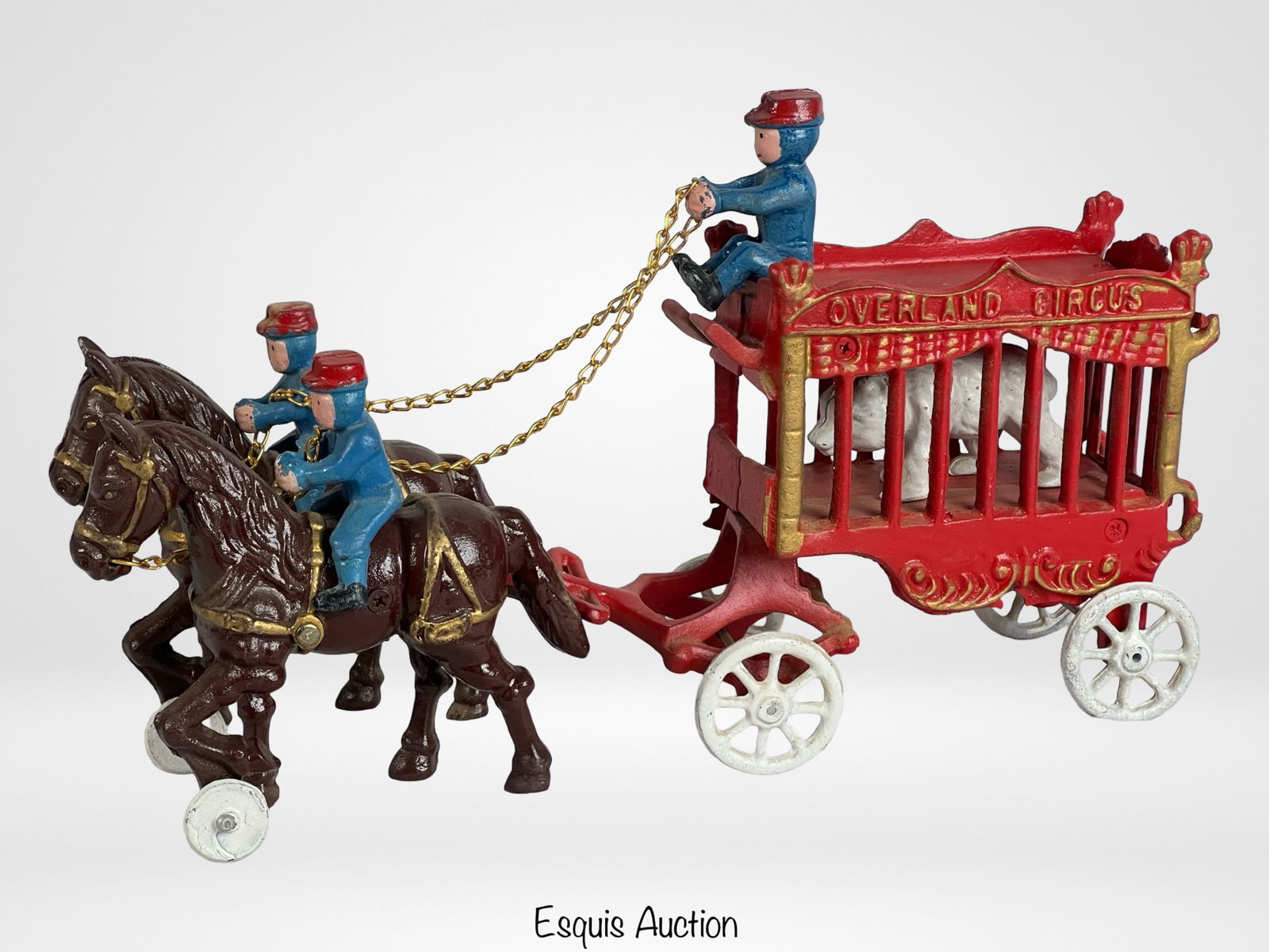 Vintage Cast Iron Overland Circus Cage Wagon Toy (1 of 8)