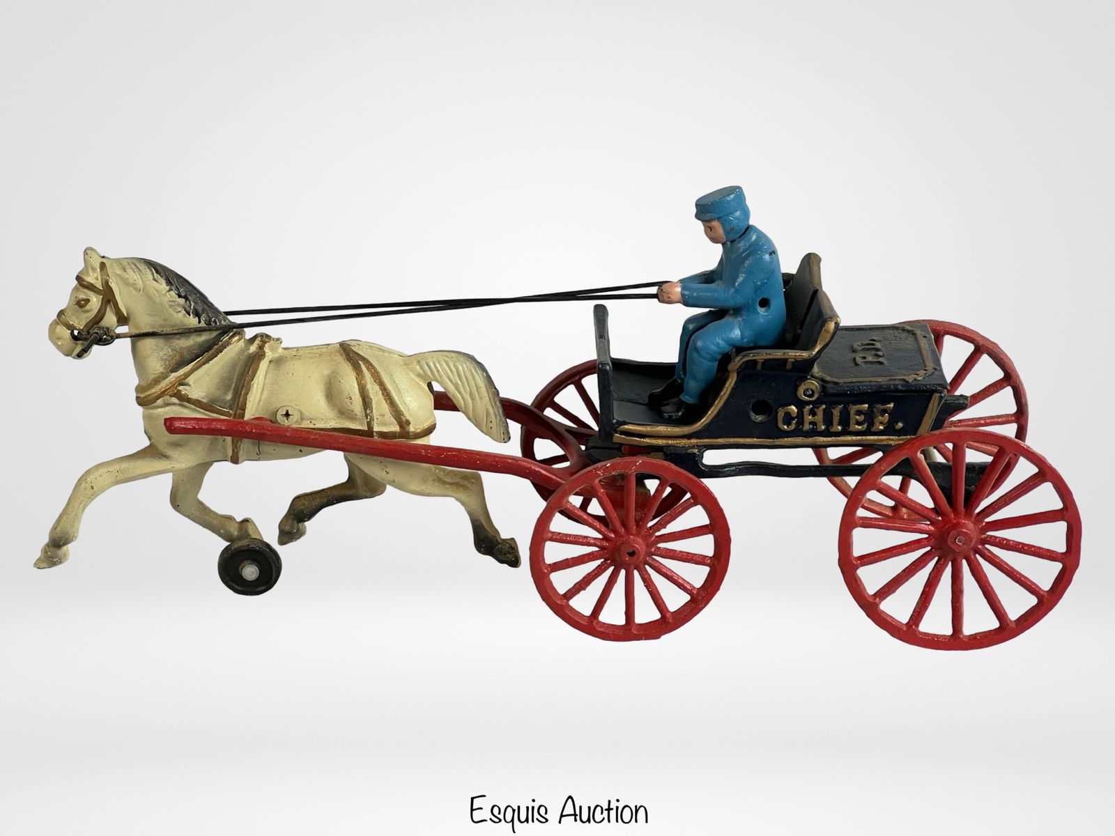 Cast Iron Police Chief Horse-Drawn Wagon Toy (1 of 6)