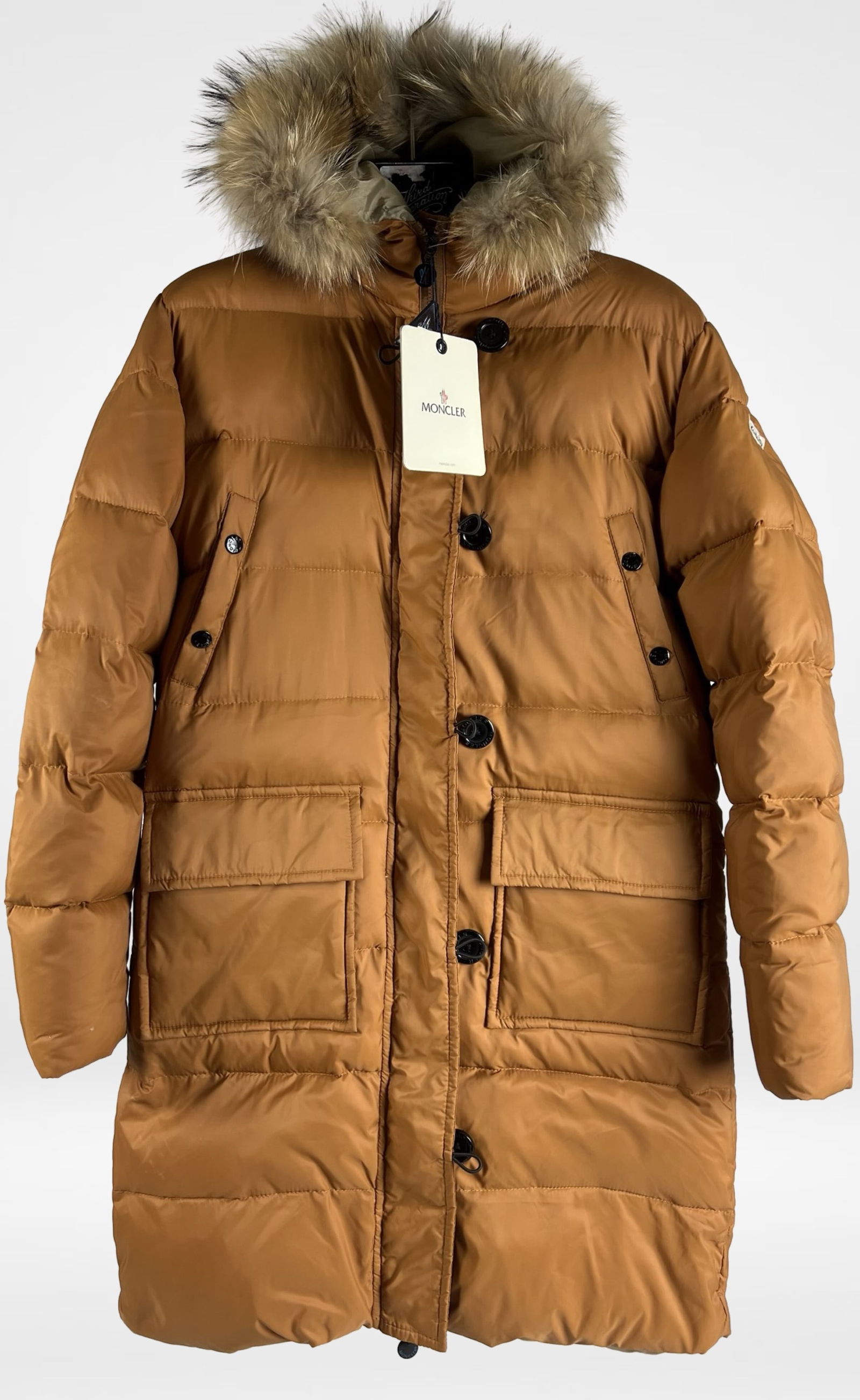 Hooded Brown Puffer Parka Coat with Fur Trim: Stay warm and stylish with this hooded puffer parka coat, featuring a luxurious fur-trimmed hood for added elegance and protection against the cold. The coat is crafted with durable, insulated fabric