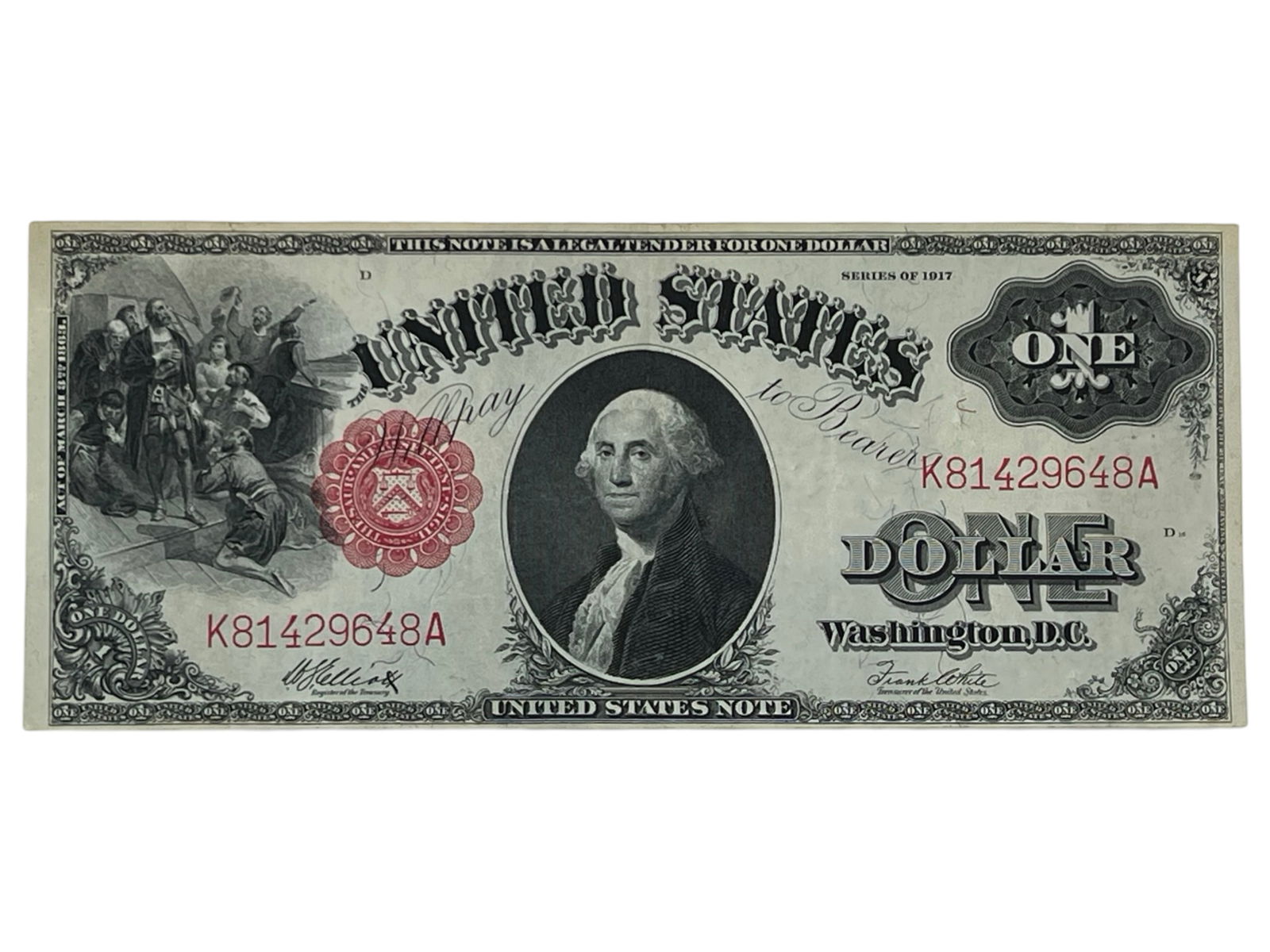 1917 US One Dollar Bill Large Banknote (1 of 2)