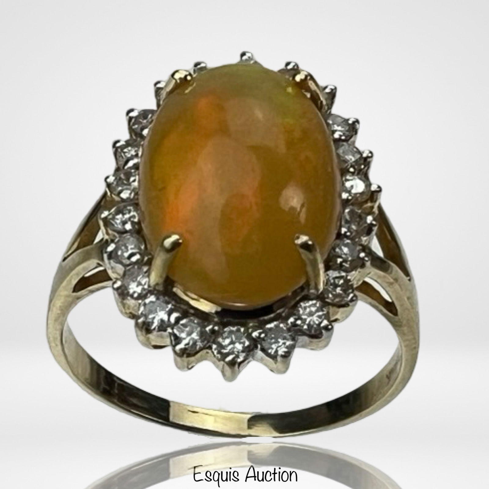 14k Gold & Fire Opal with Diamonds Lady's Ring (1 of 6)