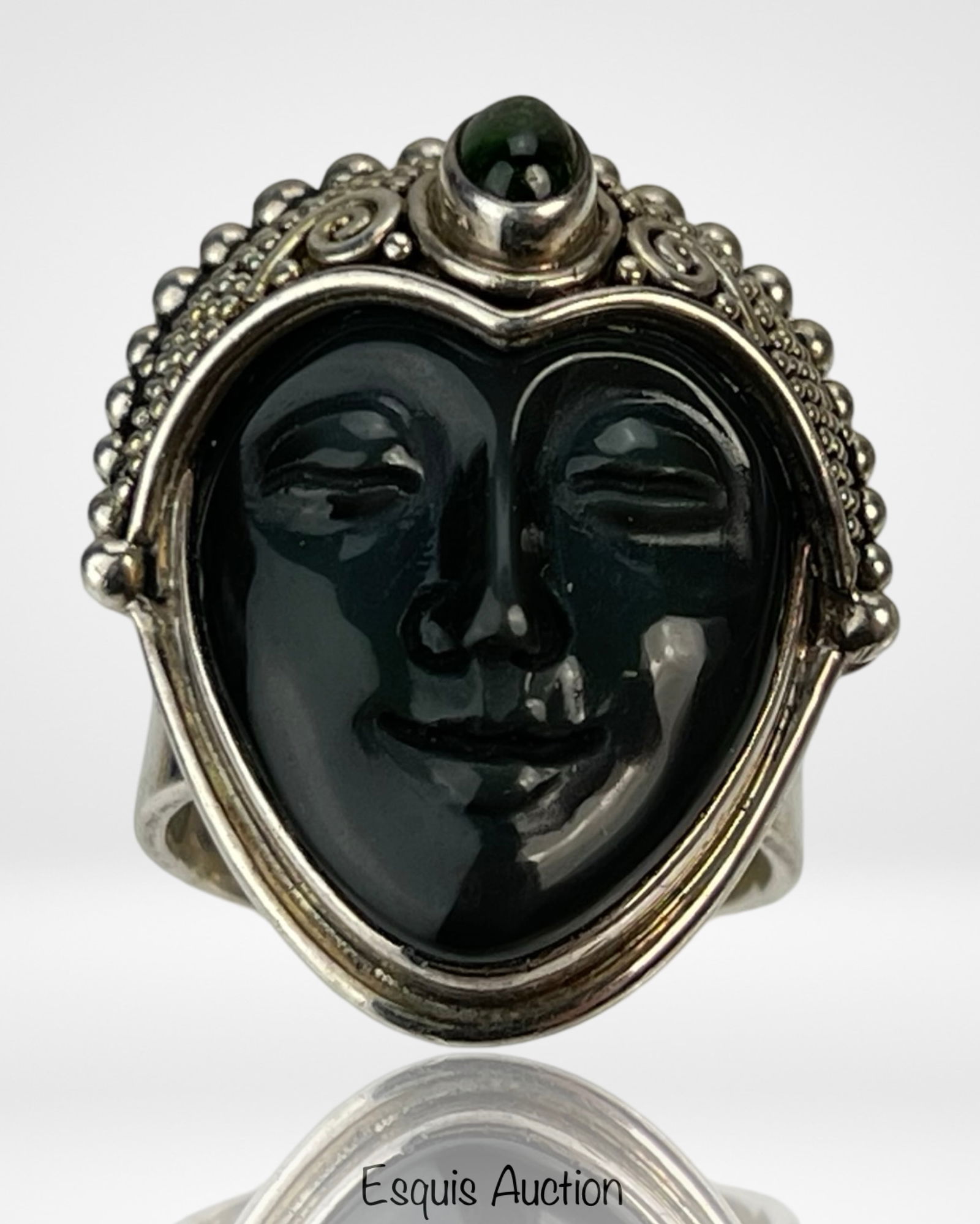 Vintage Sajen Sterling Silver Carved Face Ring (1 of 5)