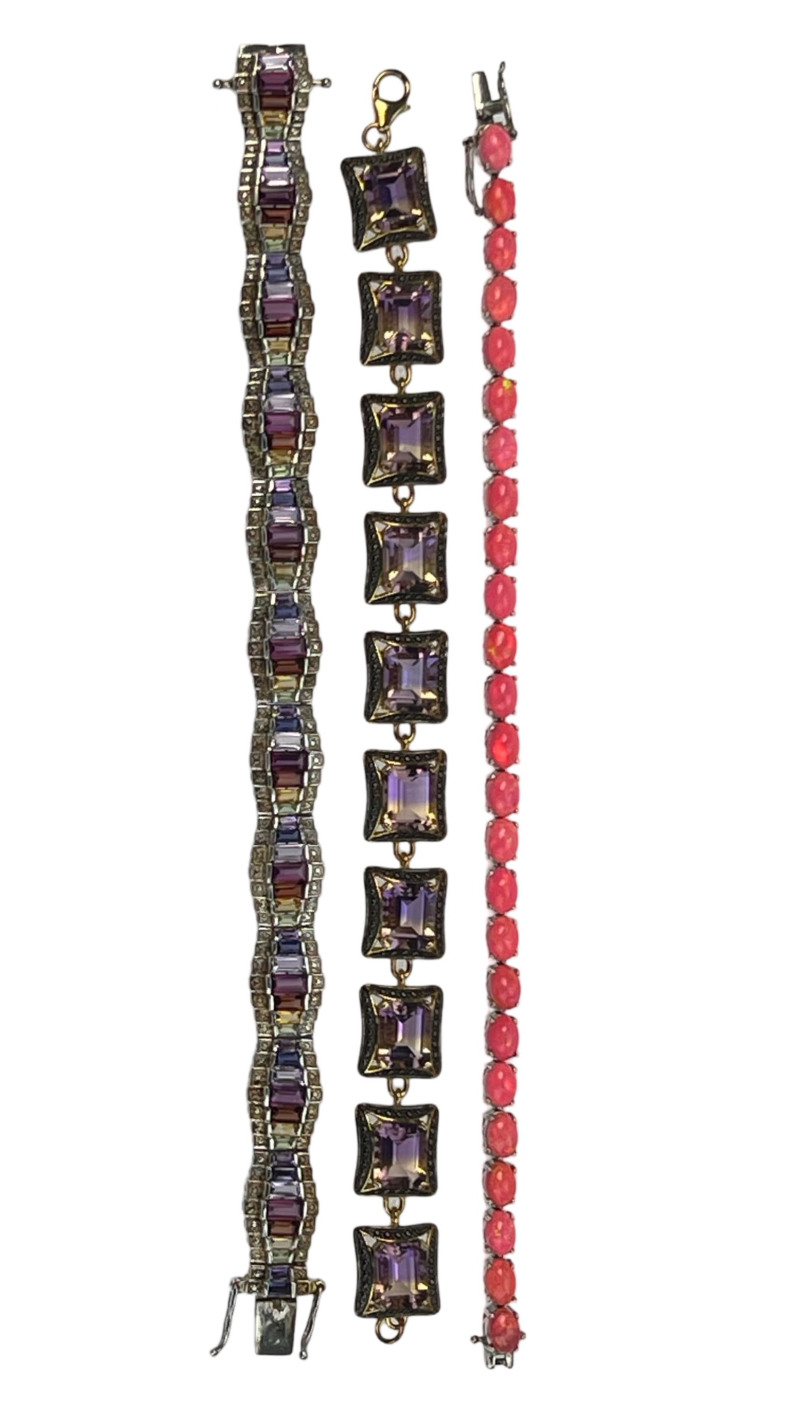 3 Sterling Silver Bracelets with Gemstone Accents (1 of 6)