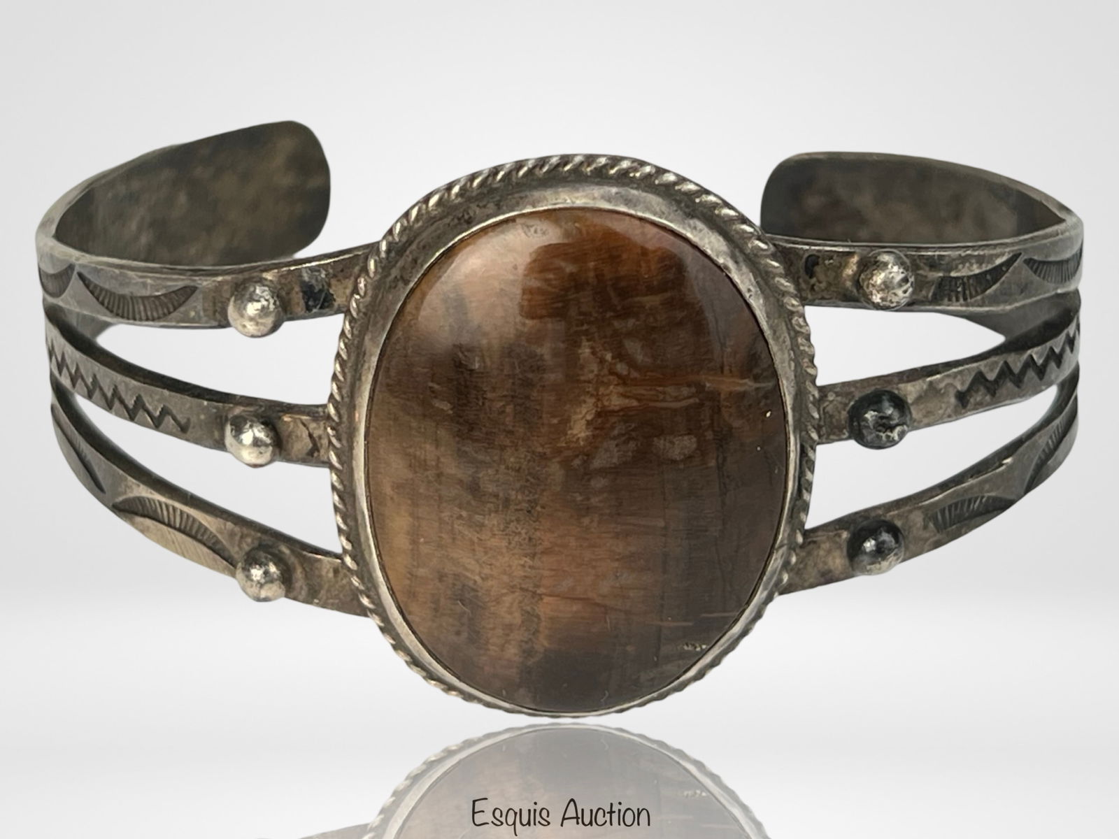 Sterling Silver Navajo Bracelet w/ Tiger's Eye (1 of 4)