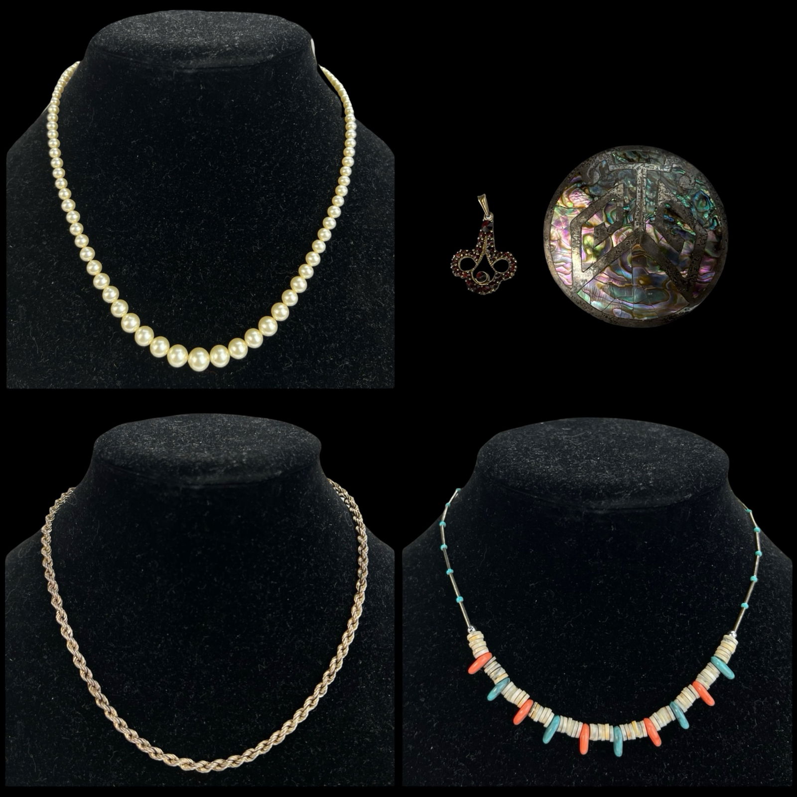 Vintage Sterling Silver Jewelry- necklaces, Brooch (1 of 7)