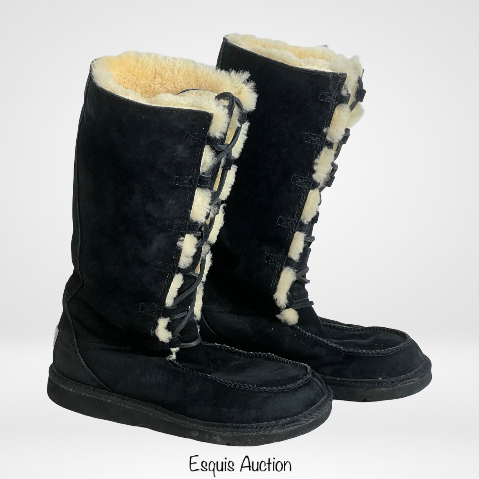 UGG Australia Black Suede Shearling Boots, Size 7 (1 of 7)