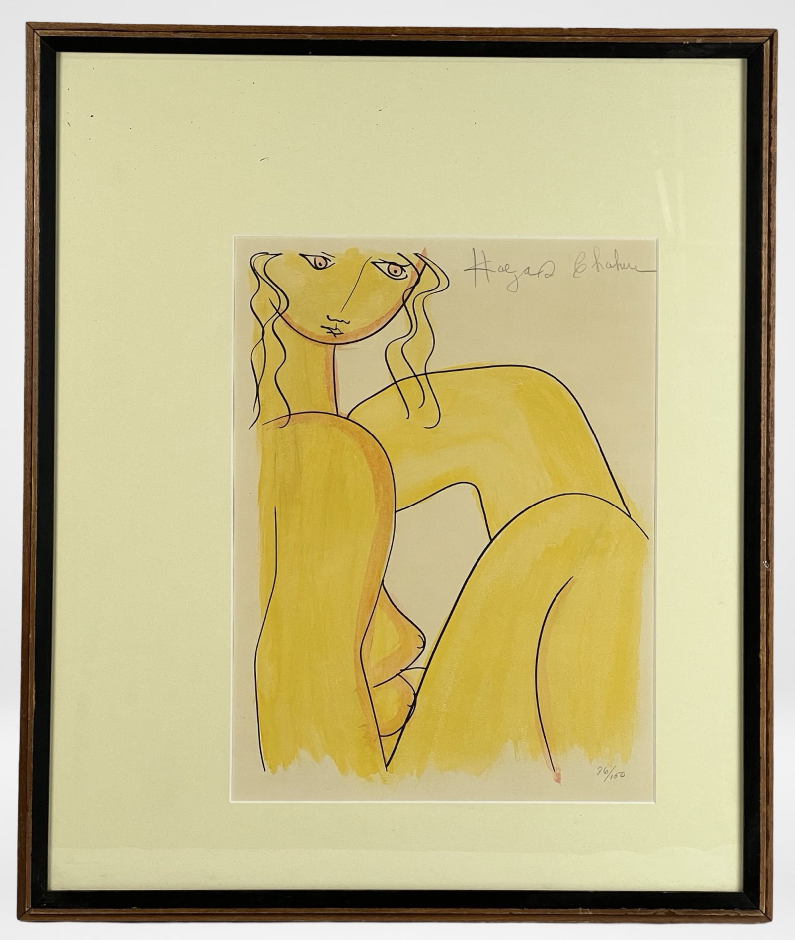 Mid-Century Modernist Lithograph - Nude Beauty: Elegant mid-century modernist lithograph titled Nude Beauty. This limited edition piece is hand-signed in the upper right corner (signature illegible) and numbered 36/150. The minimalist yet expressiv