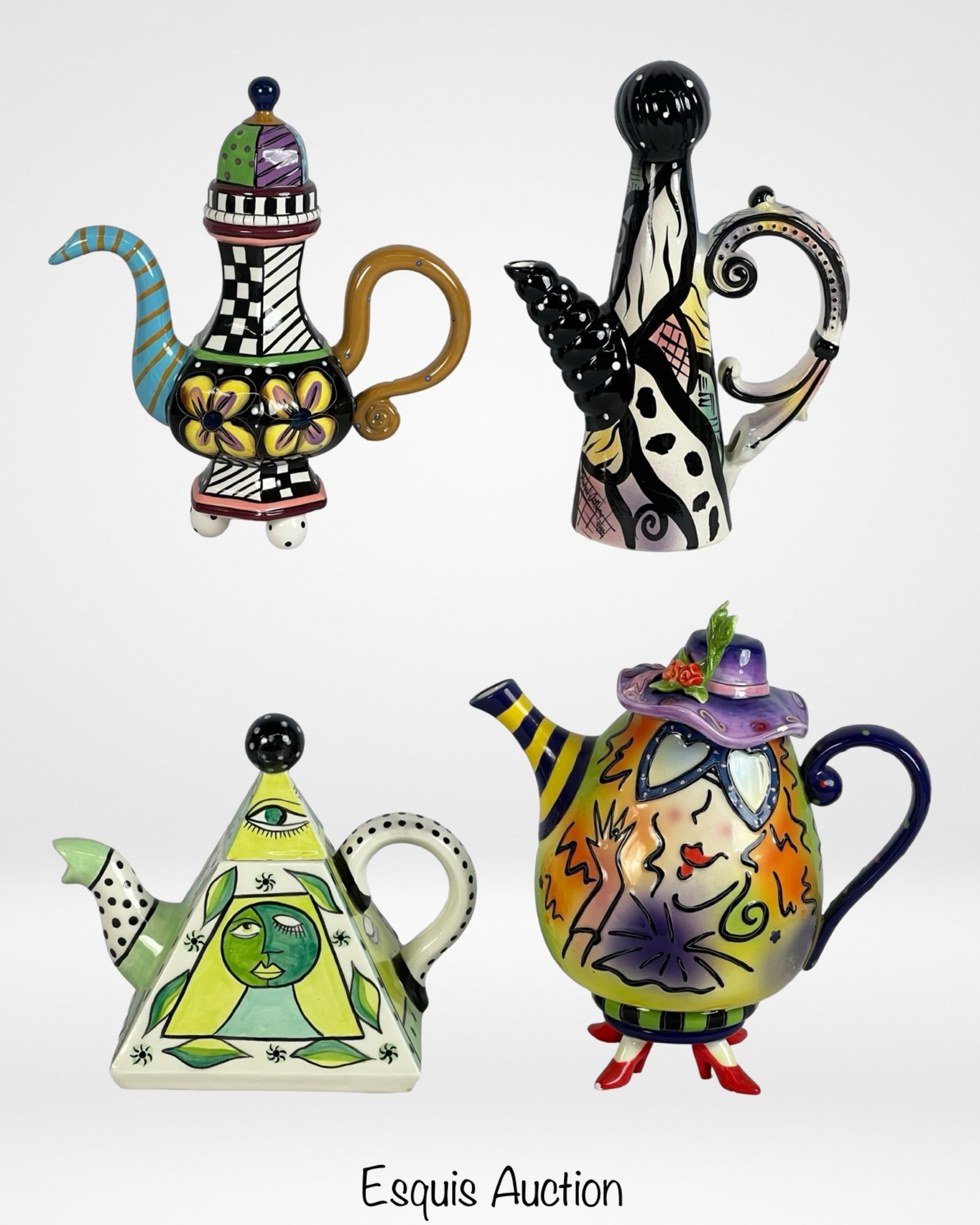 Lot of Hand-Painted Studio Abstract/ Funky Teapots (1 of 11)