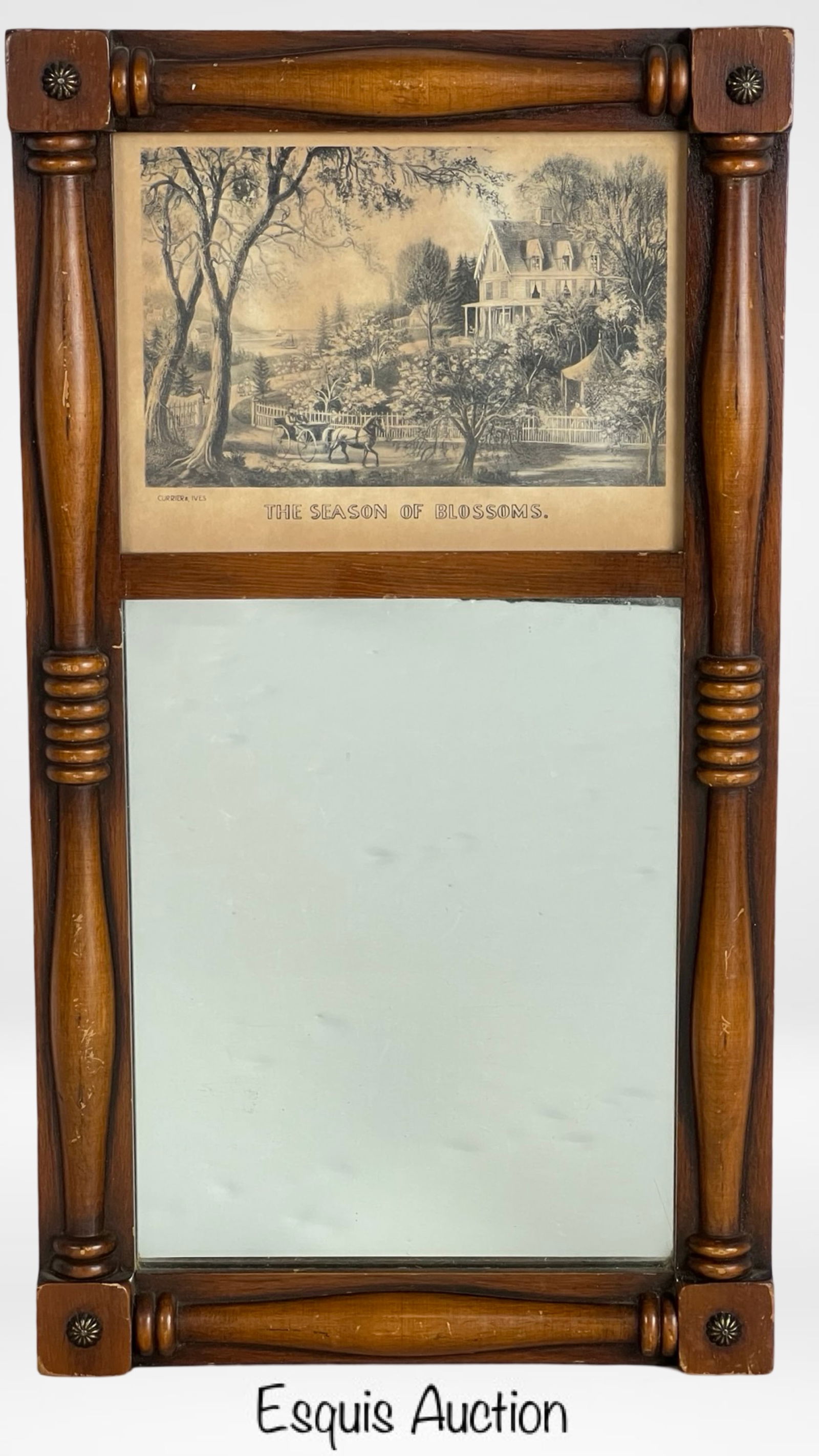 Vintage Three Mountaineers Pine Wood Wall Mirror (1 of 4)