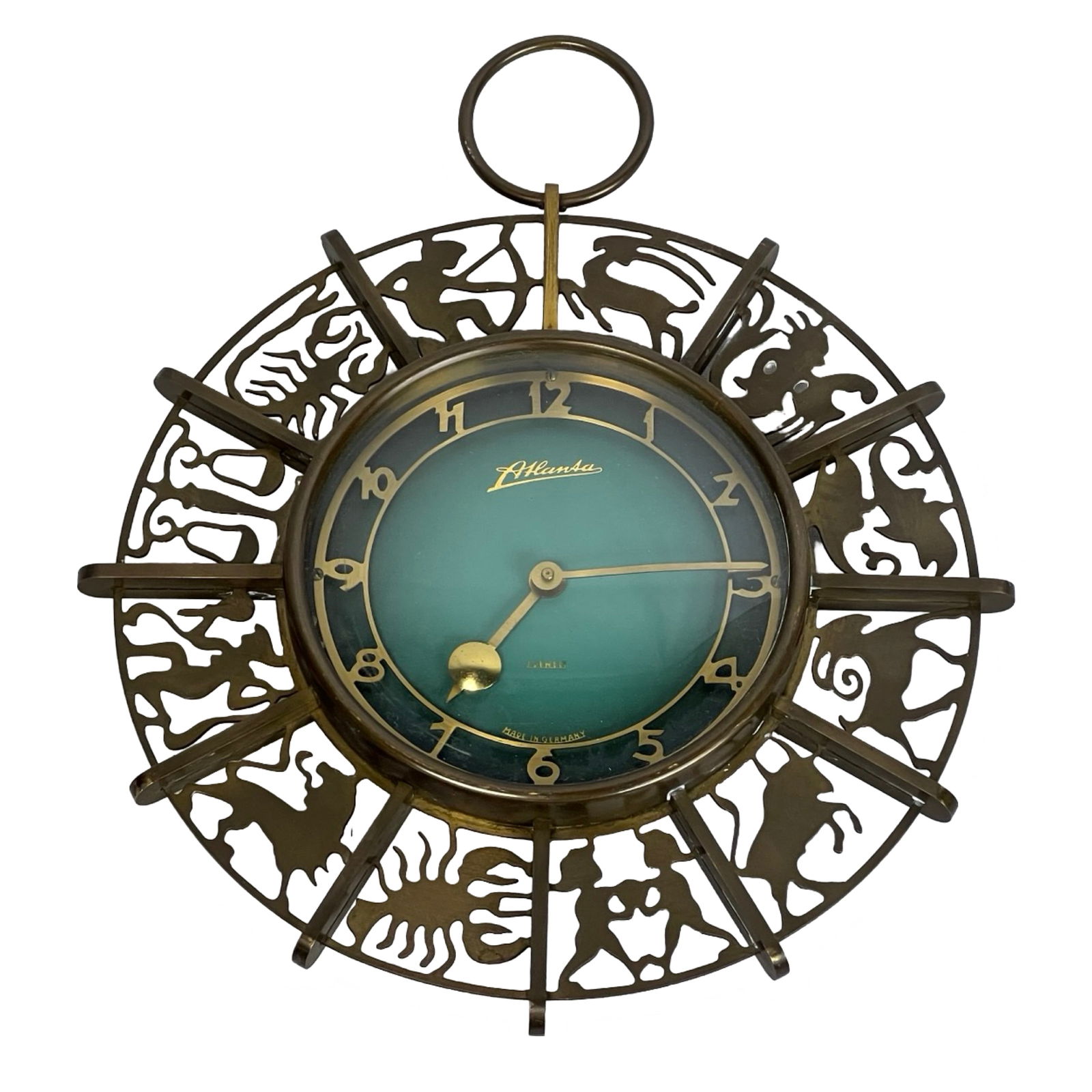 MCM Atlanta German Zodiac Brass Wall Clock (1 of 3)
