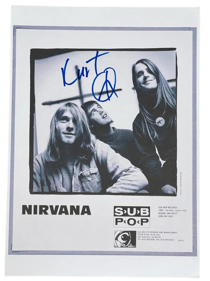 Kurt Cobain Signed Nirvana Sub Pop Promo Photo (1 of 3)