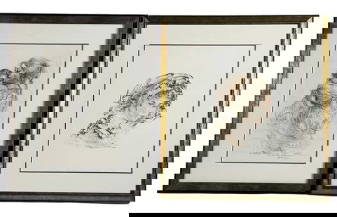 Edna Hibel - Two Artist Proof Signed Lithographs: A pair of professionally framed artist proof lithographs by Edna Hibel, each hand-signed by the artist. These works feature her iconic themes of motherly love and female portraits, rendered with delic