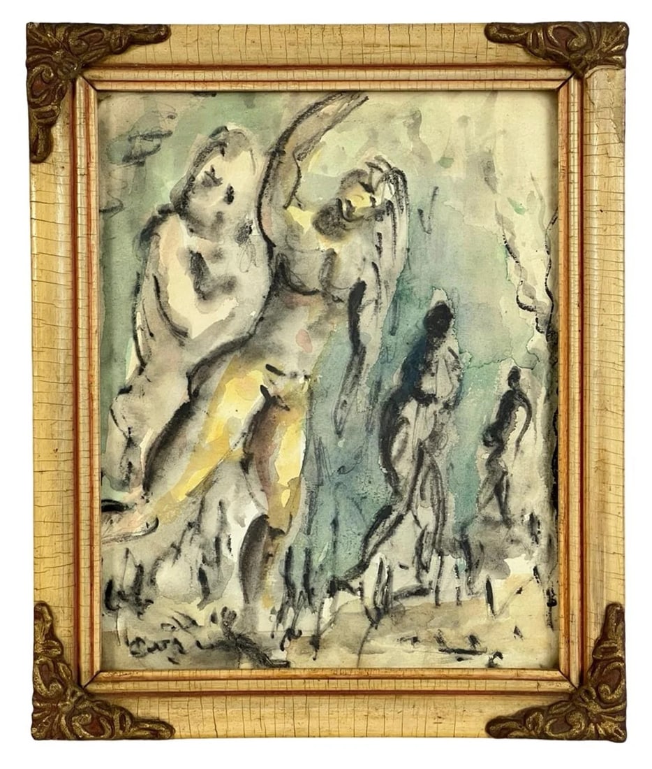 Nudes Expressionist Watercolor Painting (1 of 3)