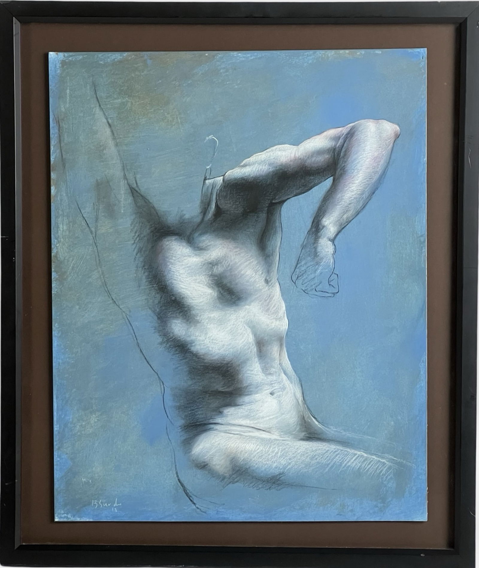 Bruno Surdo - Study of Male Body Pastel Drawing (1 of 3)