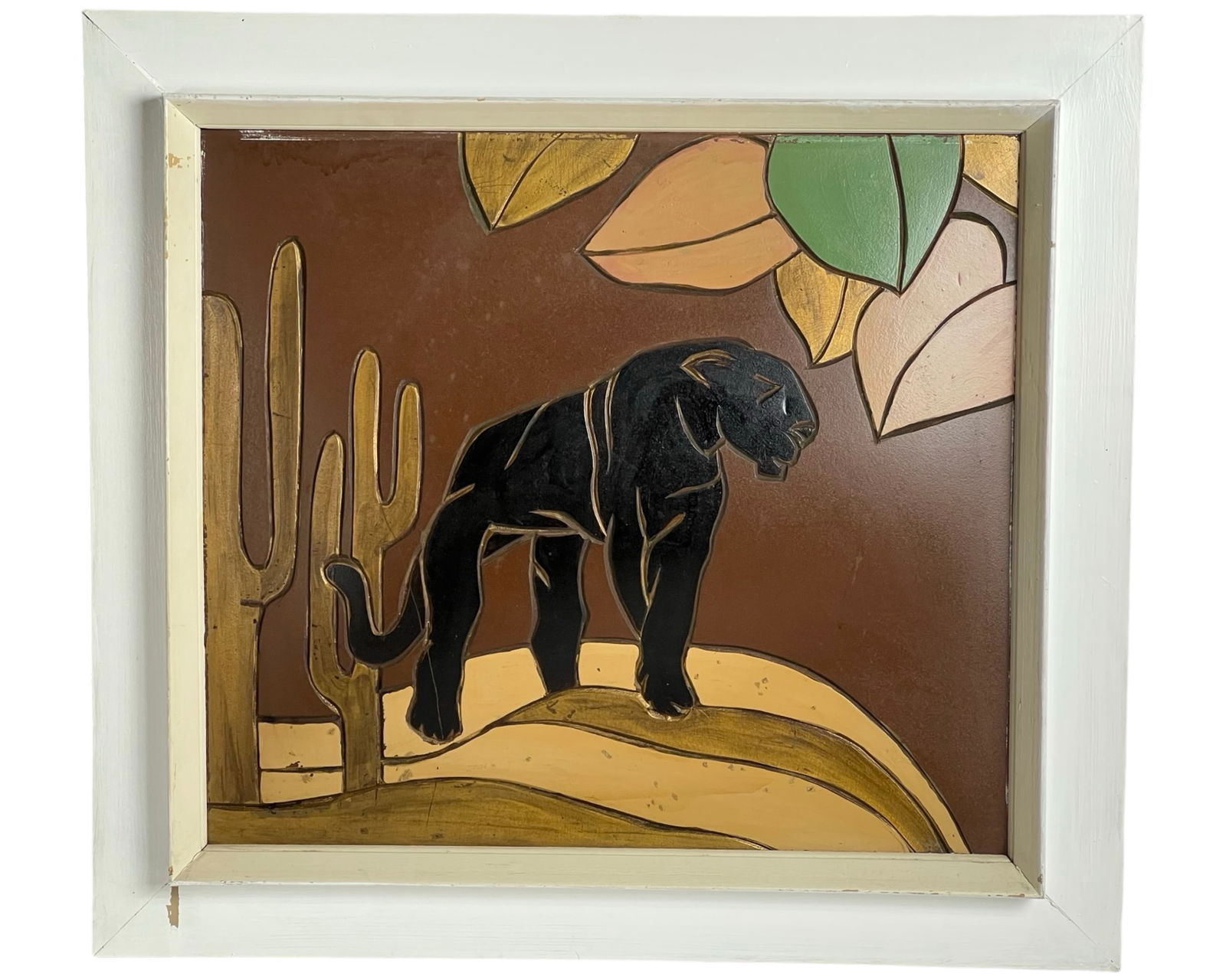 MCM Black Panther Raised Relief Painting on Wood (1 of 2)