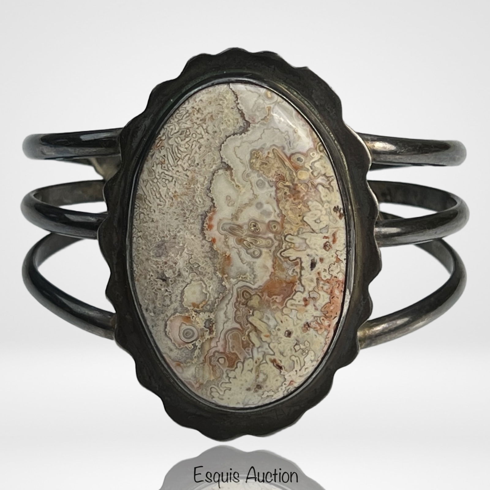 Sterling Silver Crazy Lace Agate Cuff Bracelet (1 of 3)