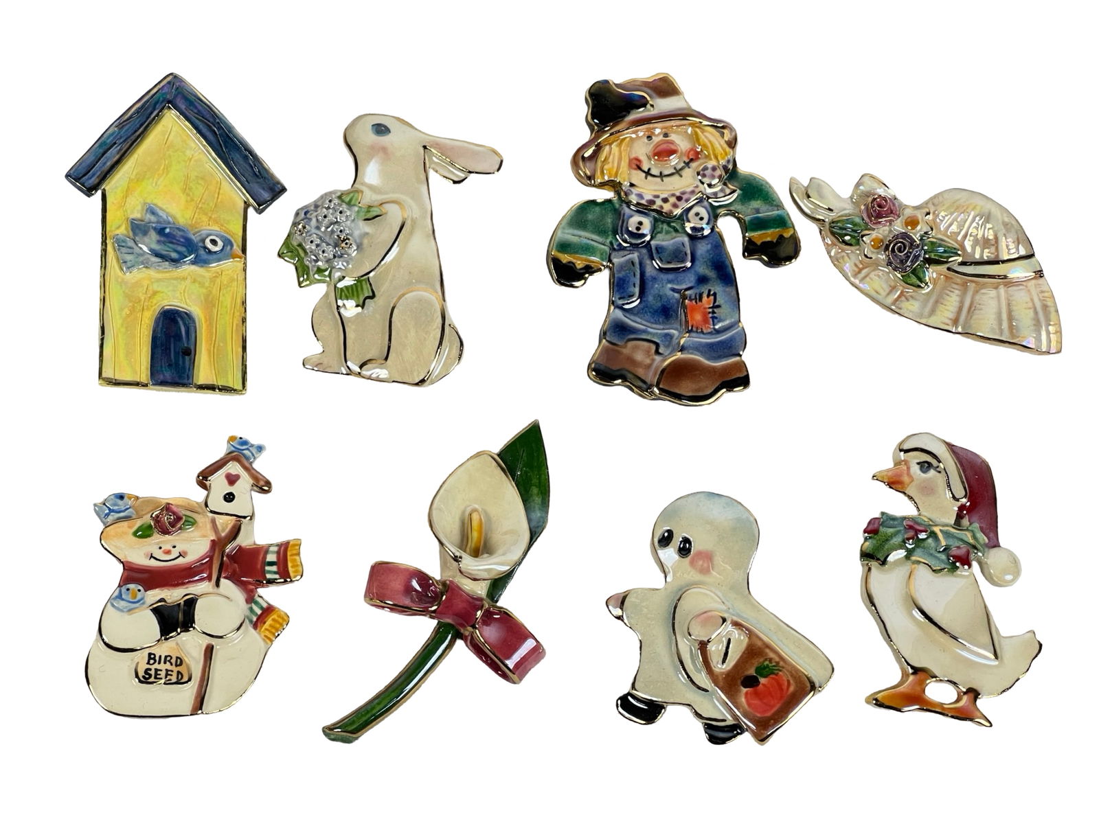 Group of Hand-Made Ceramic Figural Brooches (1 of 5)