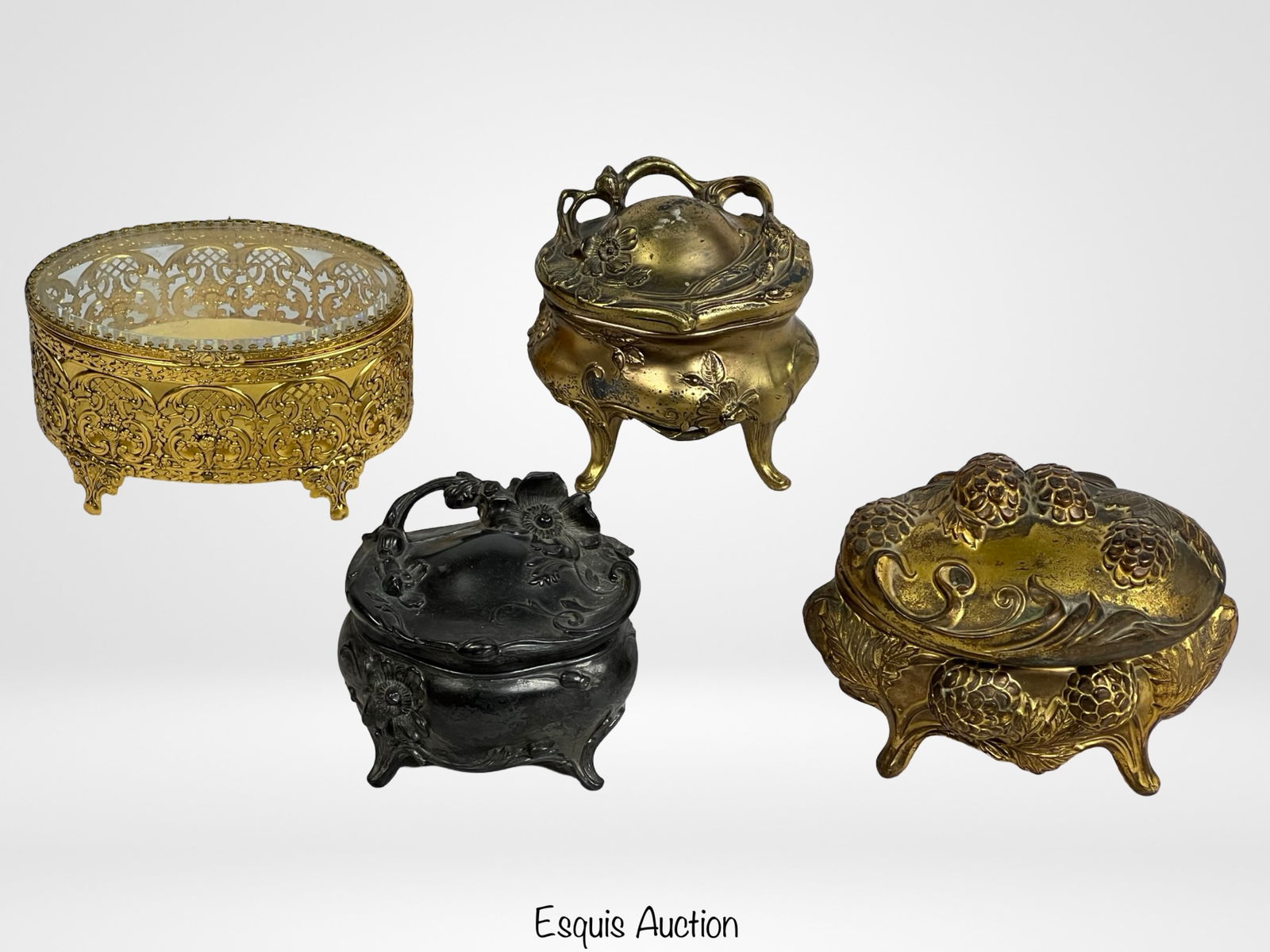 Vintage Ornate Gilt Jewelry Box/ Casket Lot (1 of 7)