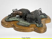 Snell Johnson- Buffalo Fight Bronze Sculpture