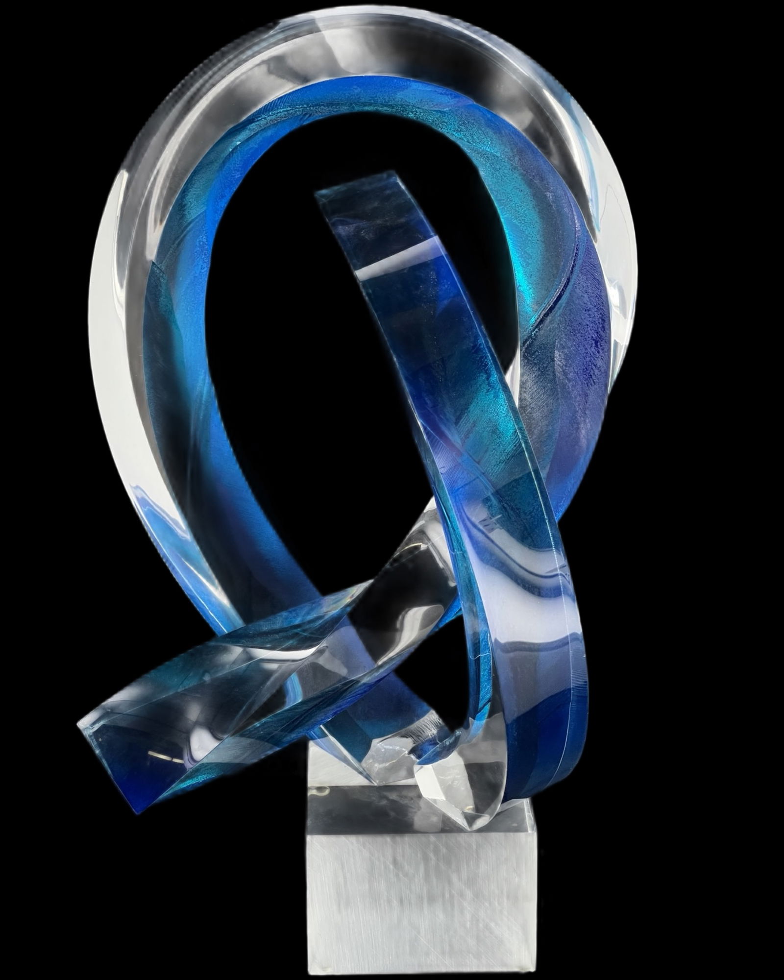 Modernist Abstract Blue Acrylic Sculpture, Signed (1 of 5)