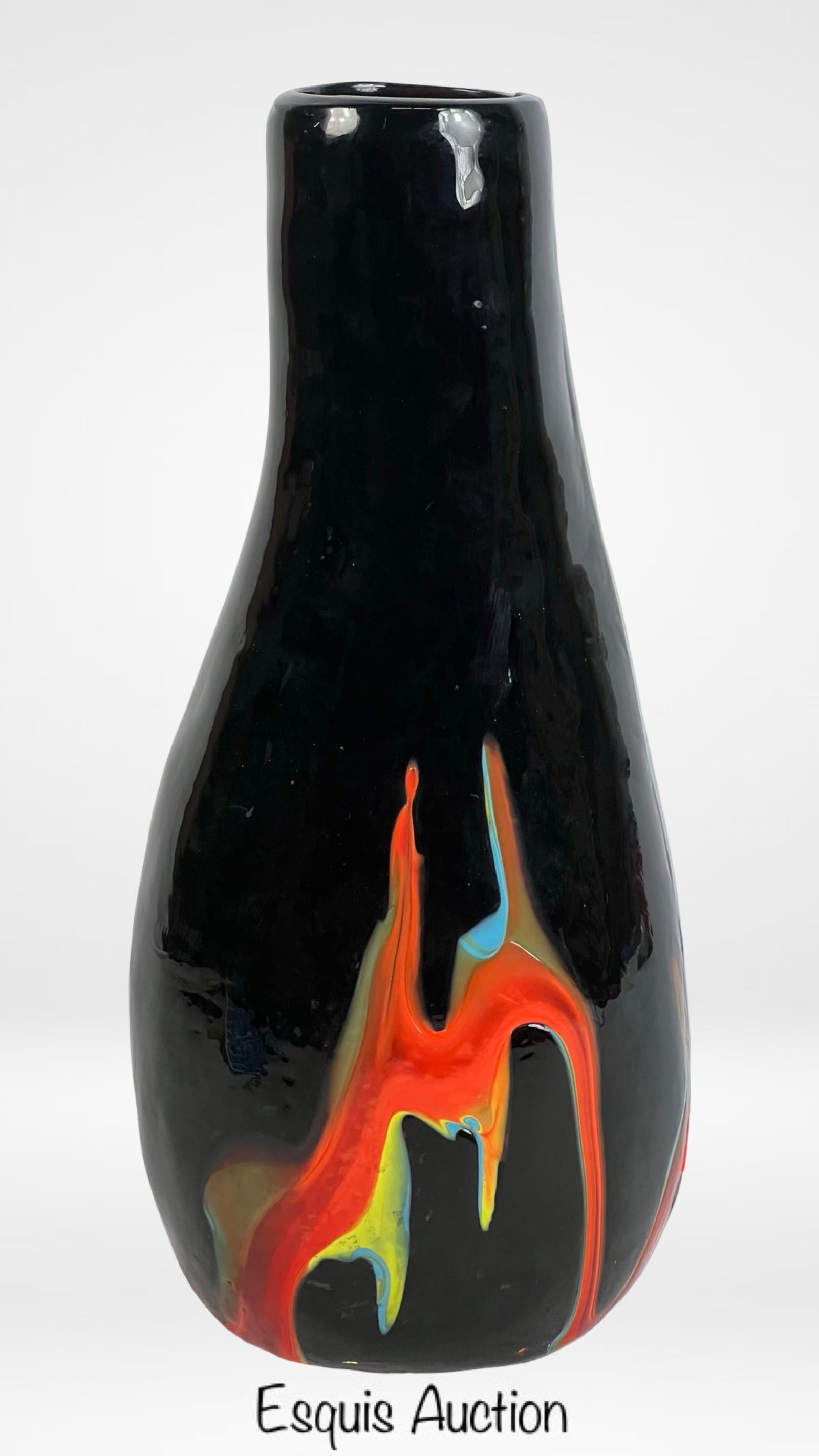 Azerbaijan Hand-Blown Glass Vase with Flames (1 of 5)
