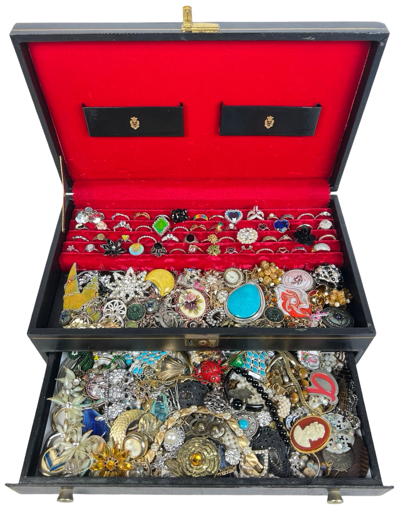 Vintage Box of Unsearched Jewelry - Rings, Brooche (1 of 6)