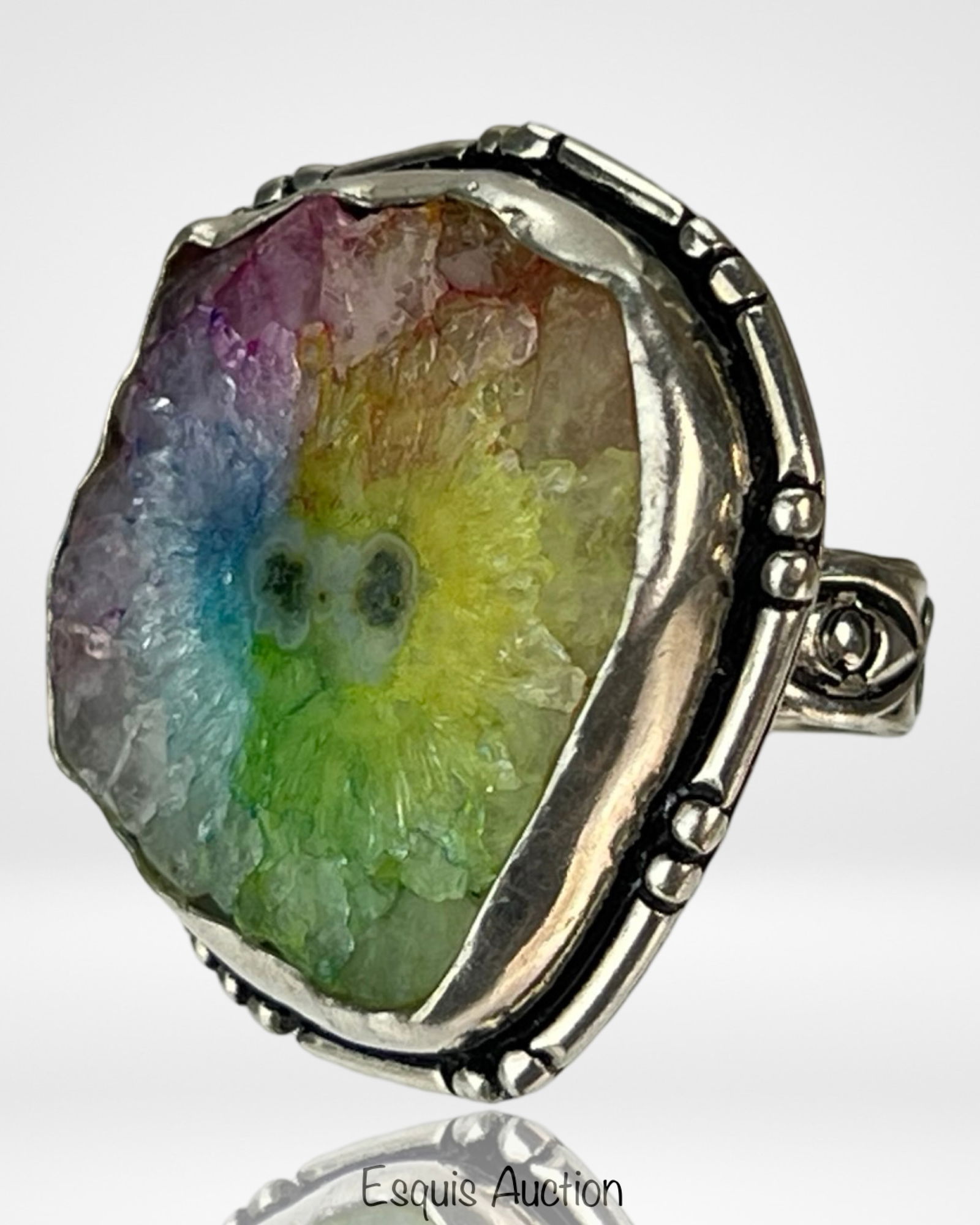 Sterling Silver Rainbow Solar Quartz Ring (1 of 4)