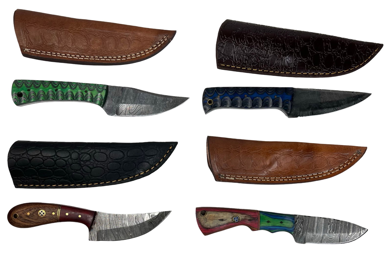 4 Damascus Steel Hunter Skinner Knives (1 of 4)