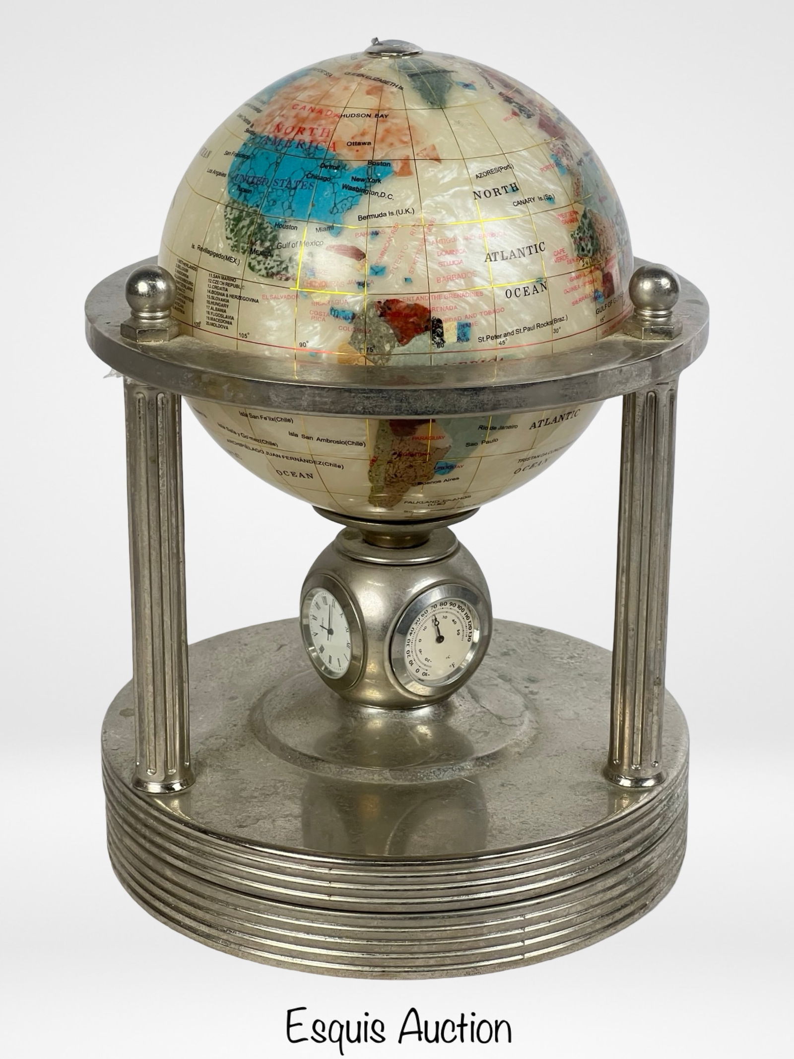 Mother of Pearl & Gemstone Globe Weather Station (1 of 5)