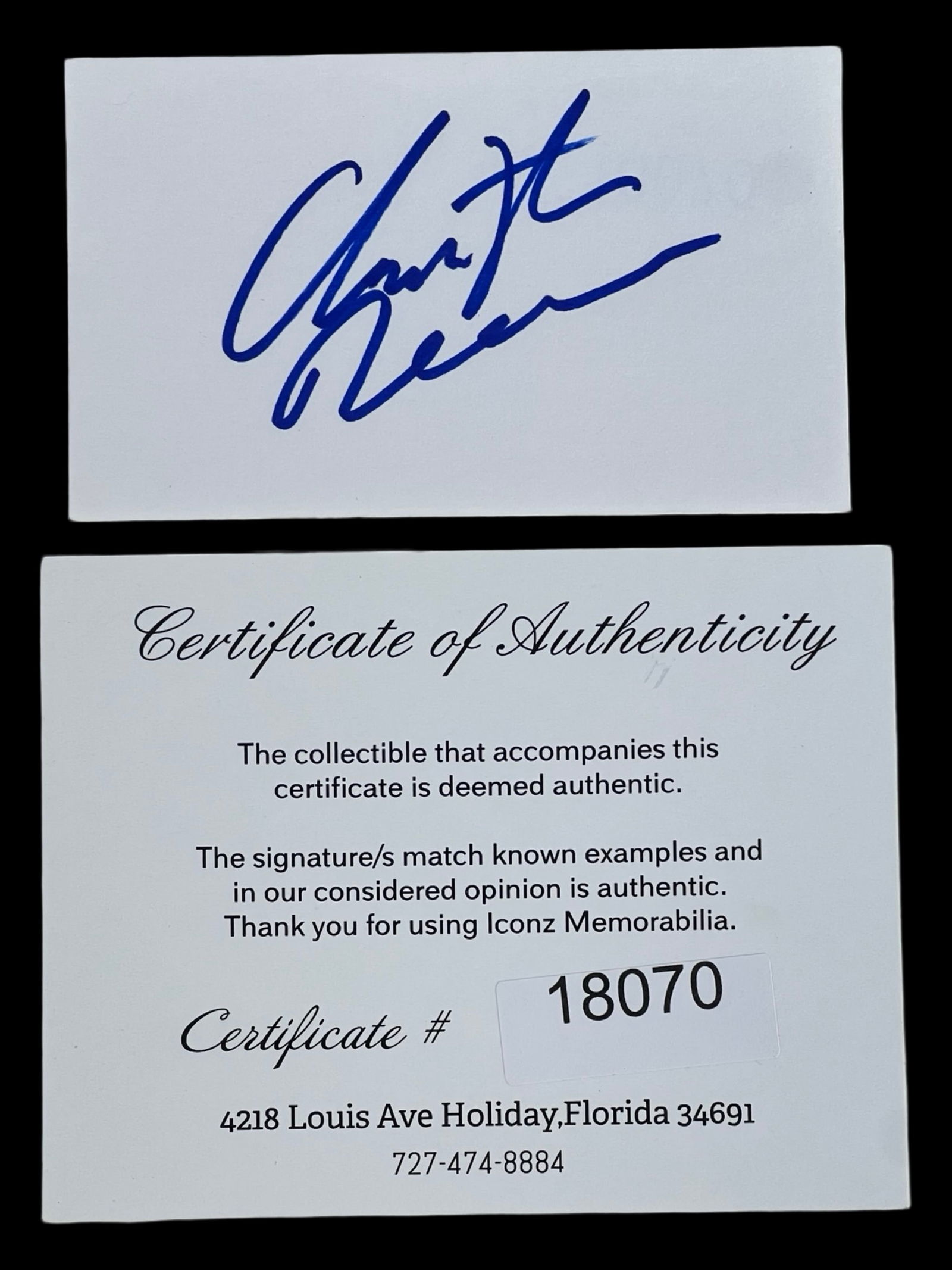 Christopher Reeve Autographed Signature Card (1 of 2)