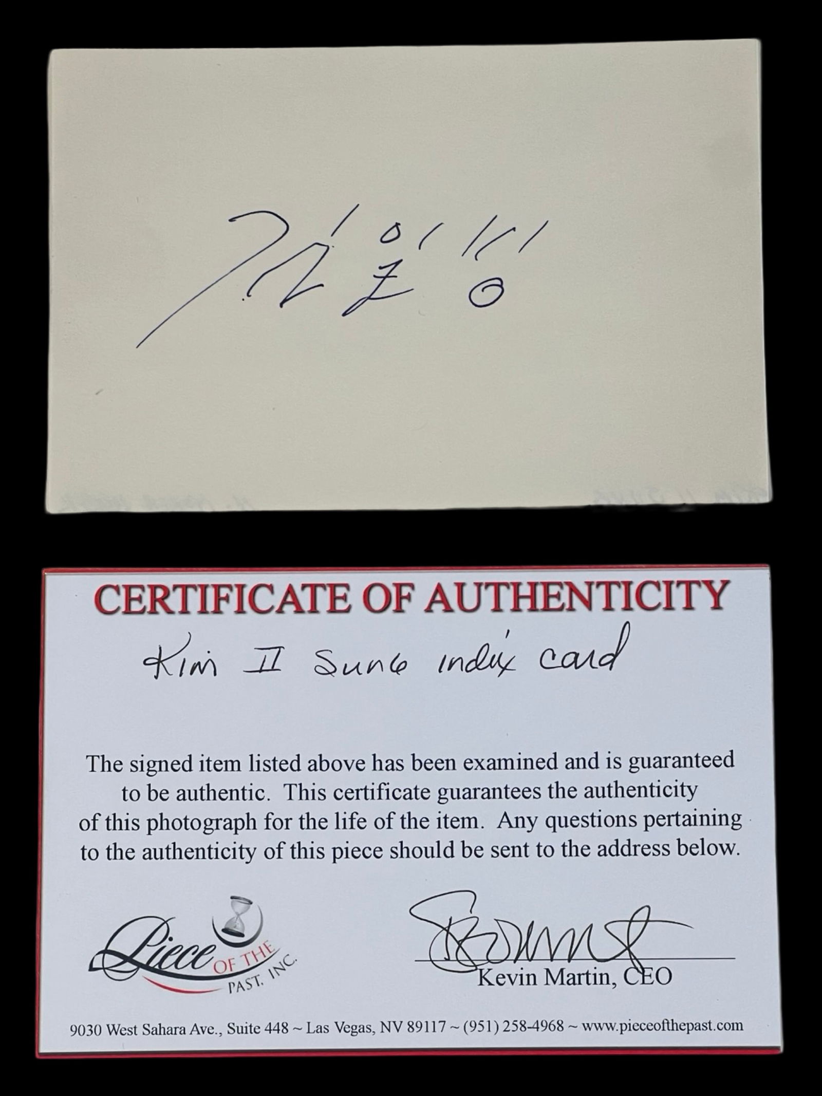 Kim Il Sung- North Korean Leader Signed Index Card (1 of 2)