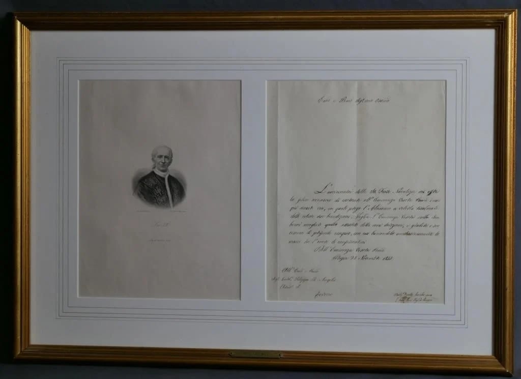 Letter Signed by Cardinal Pecci (Pope Leo XIII) (1 of 8)