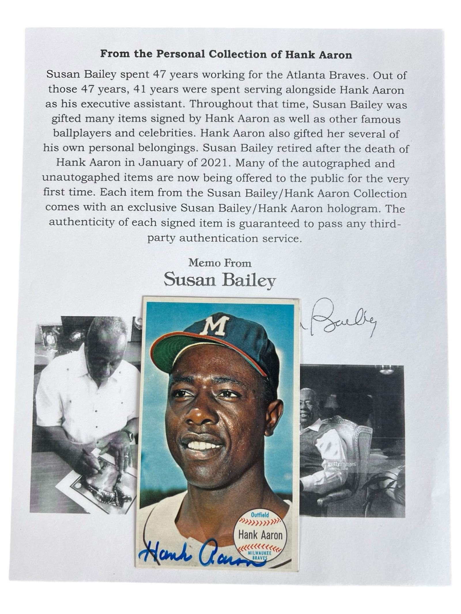 Hank Aaron's Personal Collection Signed '64 Card (1 of 4)