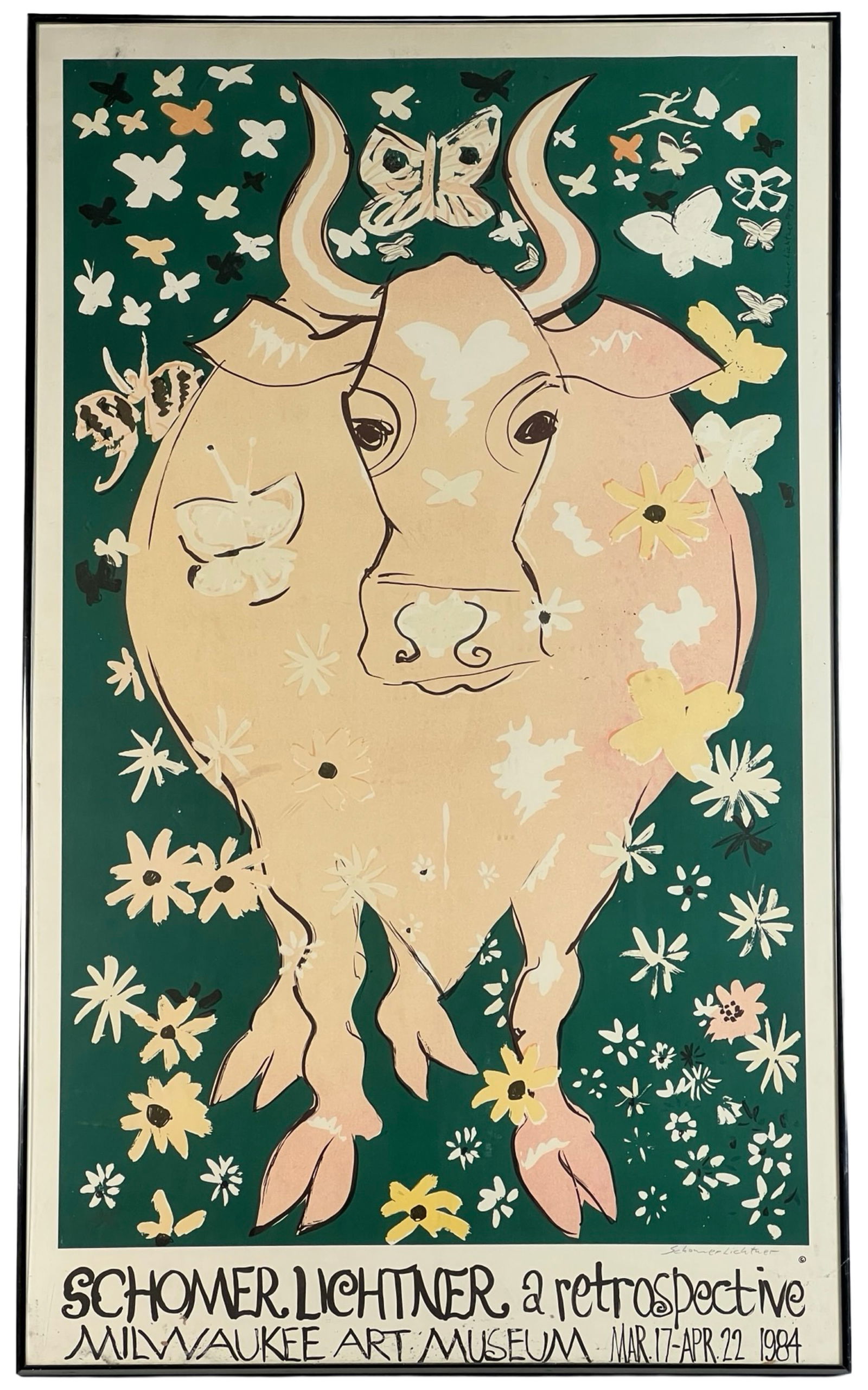 Schomer Lichtner - 1980s Cow Signed Poster Litho (1 of 4)